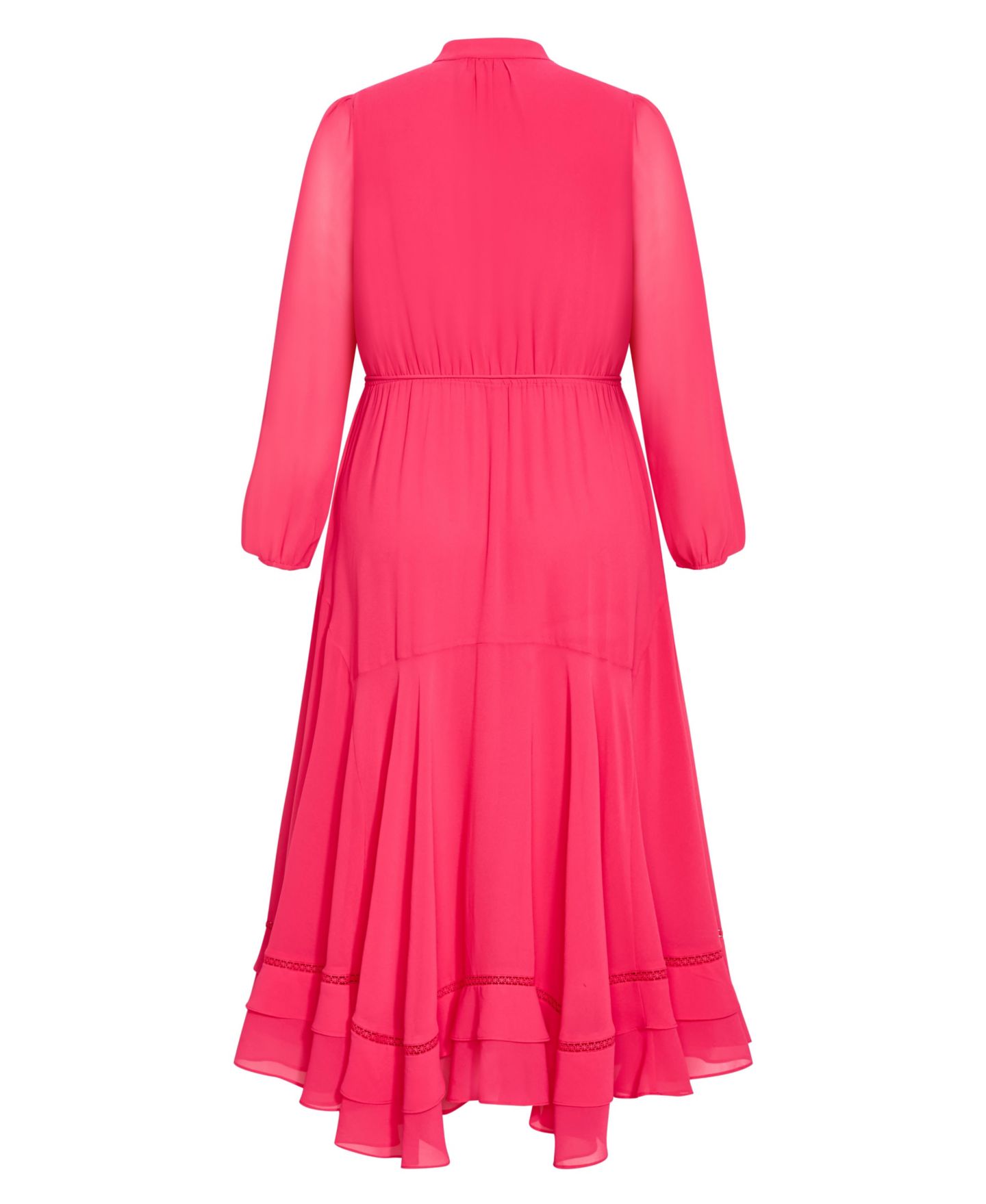 Женское платье CITY CHIC Plus Size Yasmin Long-Sleeve Chiffon Ruffle Maxi, цвет: Lipstick — фото 5