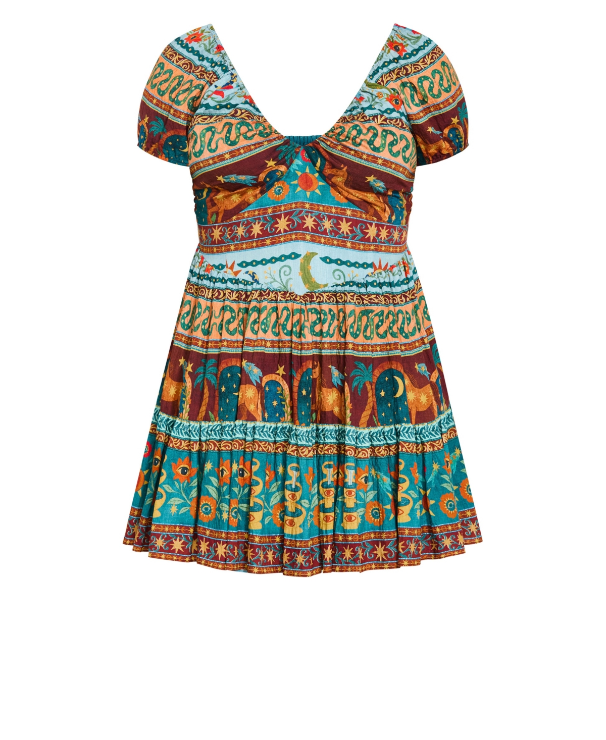 City Chic Women's Amaria Print Short-Sleeve V-Neck Mini Dress