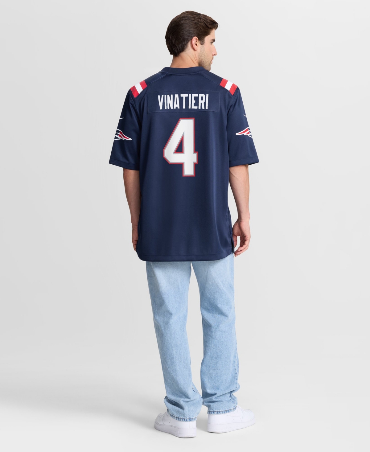 Nike Men's Adam Vinatieri New England Patriots Relaxed Fit V-Neck Team Retired Game Jersey