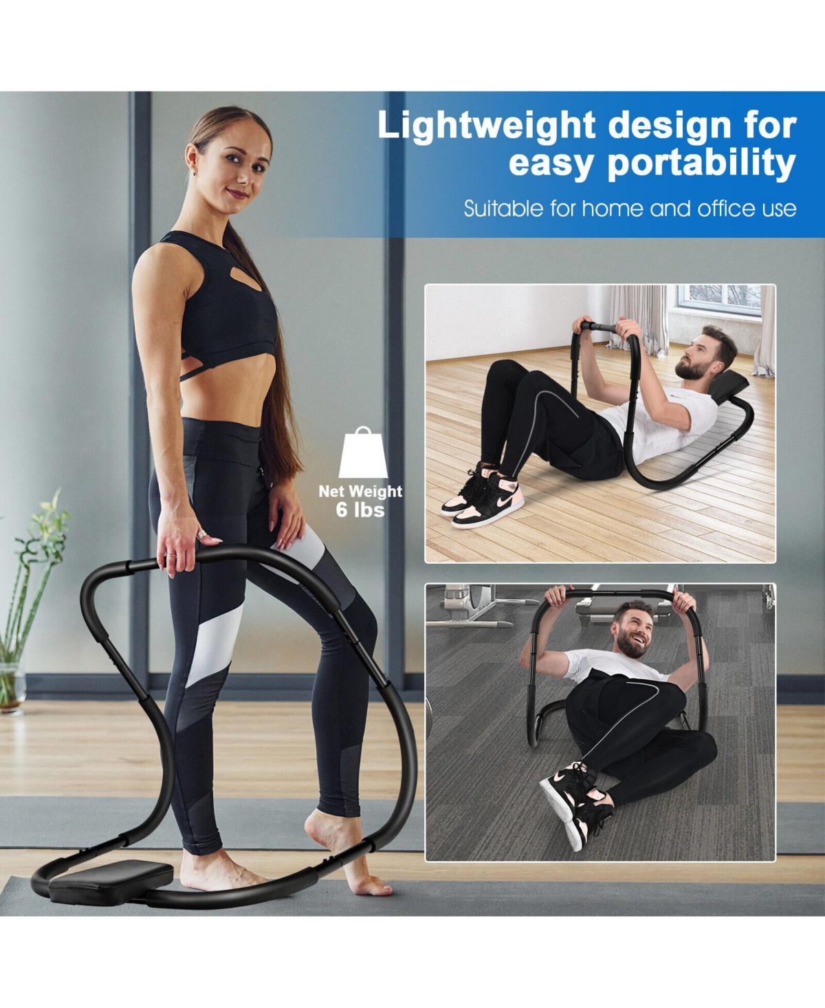 Glintex Ab Trainer with Padded Headrest, Steel Frame, Holds 220 lbs.