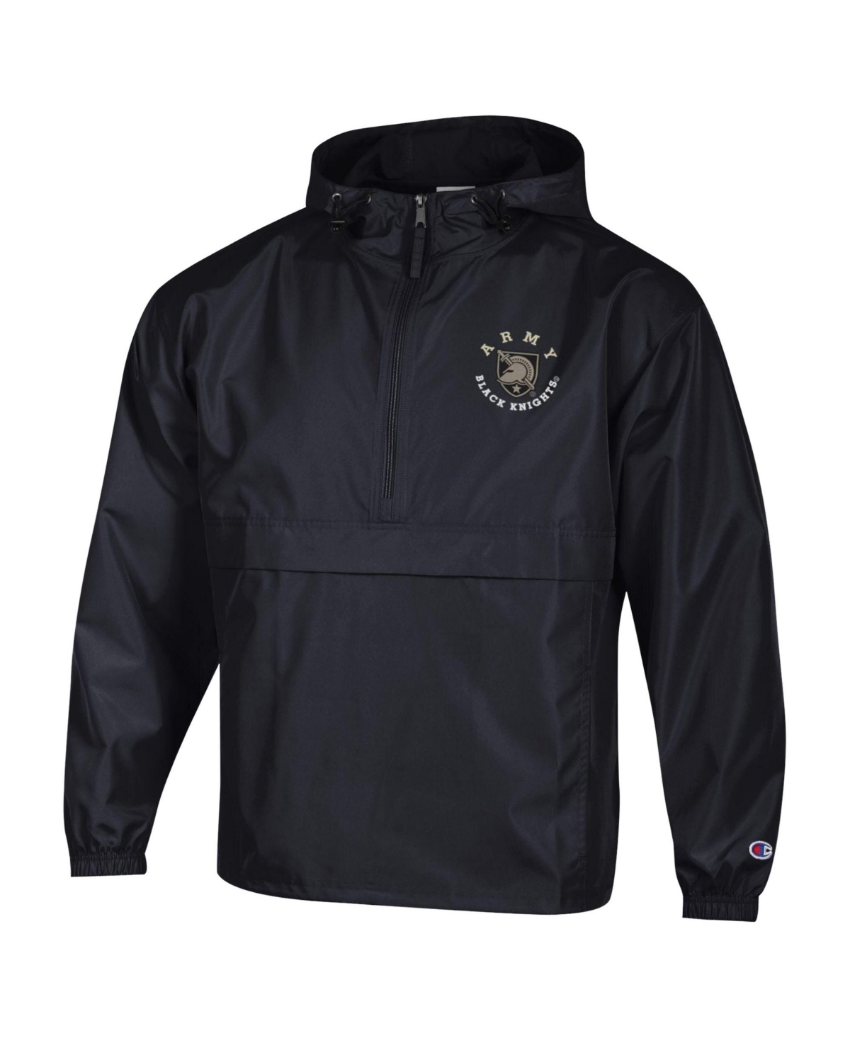 Champion Men's Black Army Knights Packable Hooded Windbreaker Half-Zip Jacket