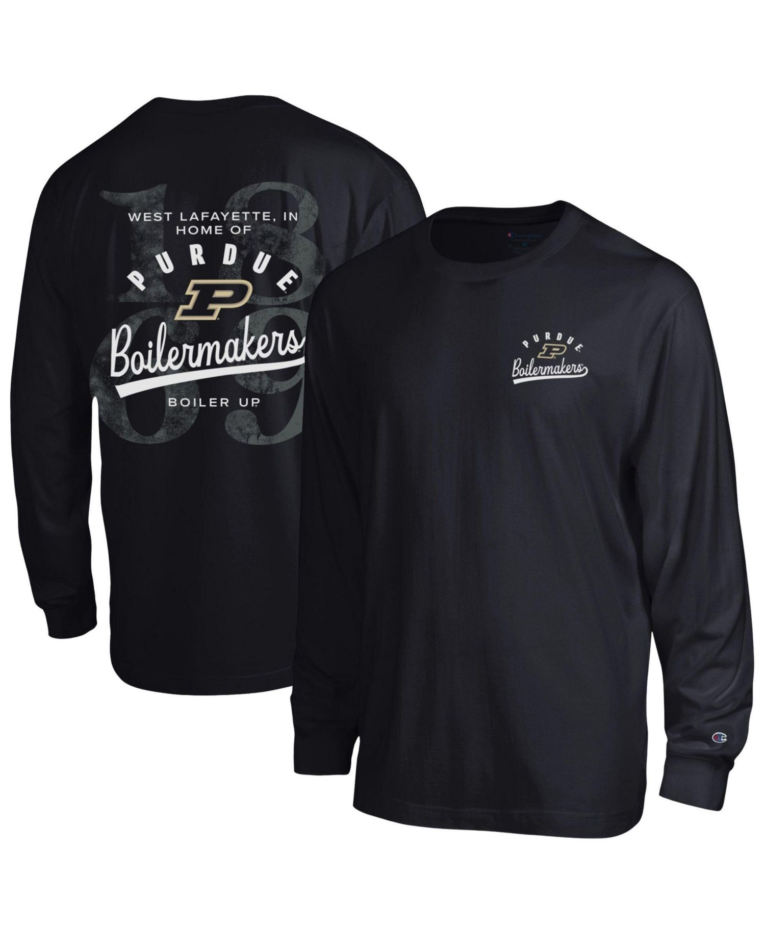 Men's Purdue Boilermakers Screen-Print Long-Sleeve Crewneck T-Shirt