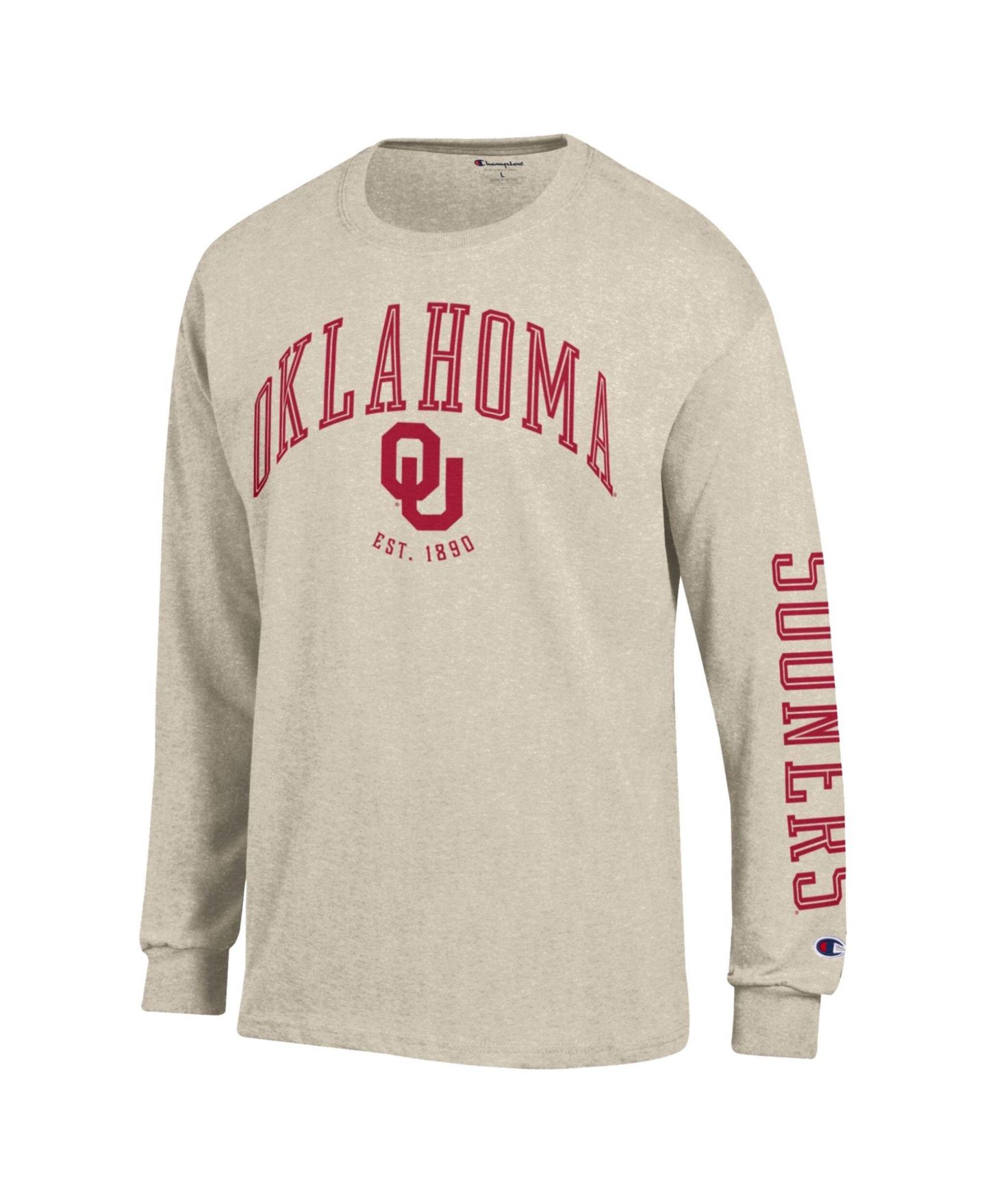 Мужская футболка Champion Heather Oatmeal Oklahoma Sooners Neutral Arch Long-Sleeve — фото 3