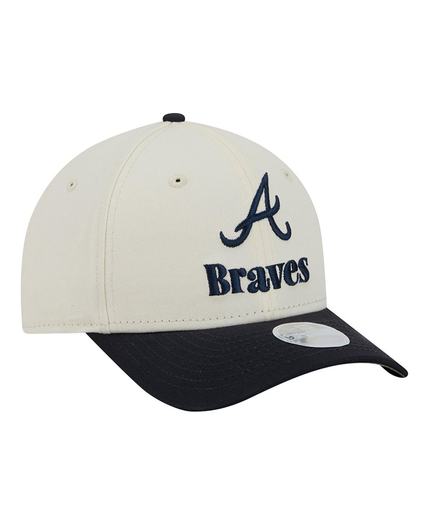 Женская кепка New Era Cream/Navy Atlanta Braves Primary 9FORTY M-Crown Adjustable Hat — фото 6