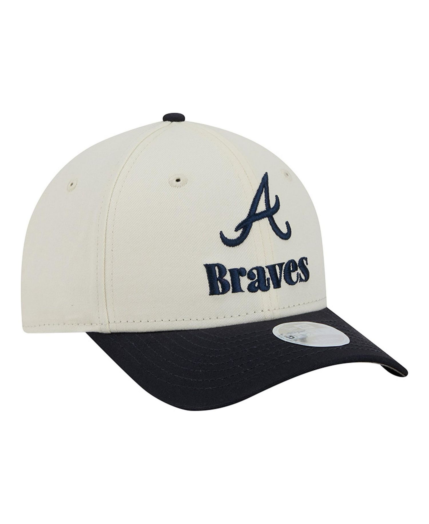 Women's Cream/Navy Atlanta Braves Primary 9FORTY M-Crown Adjustable Hat