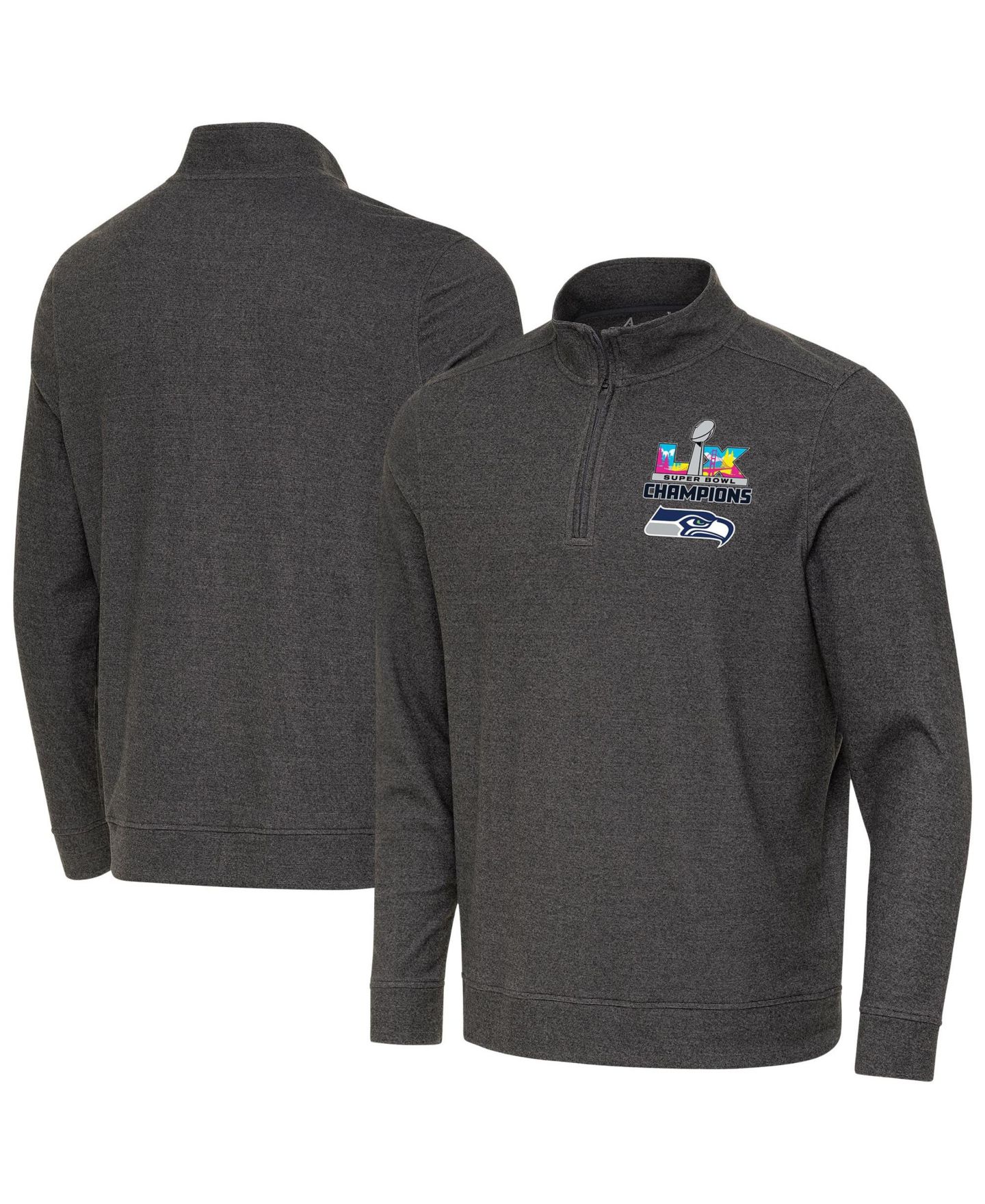 Мужская куртка Antigua Black Seattle Seahawks Super Bowl LX s Subtle Quarter-Zip Pullover — фото 1