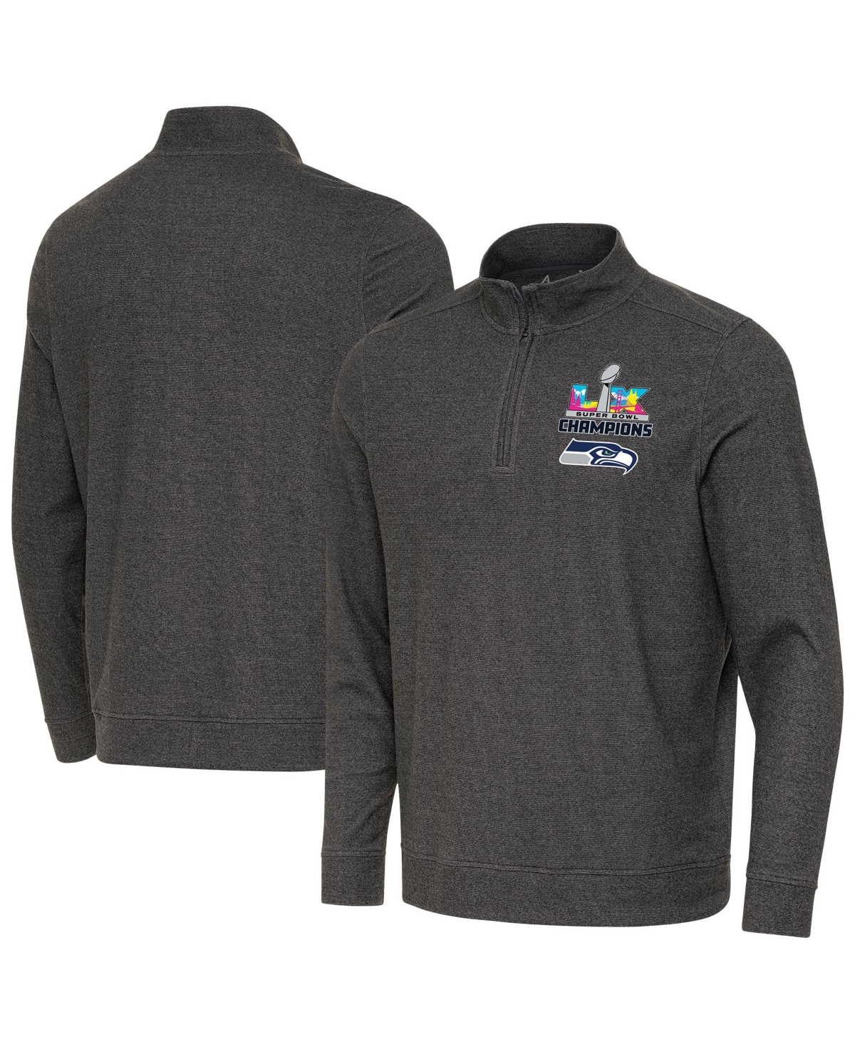 Antigua Men's Black Seattle Seahawks Super Bowl Lx s Subtle Quarter-Zip Pullover Jacket