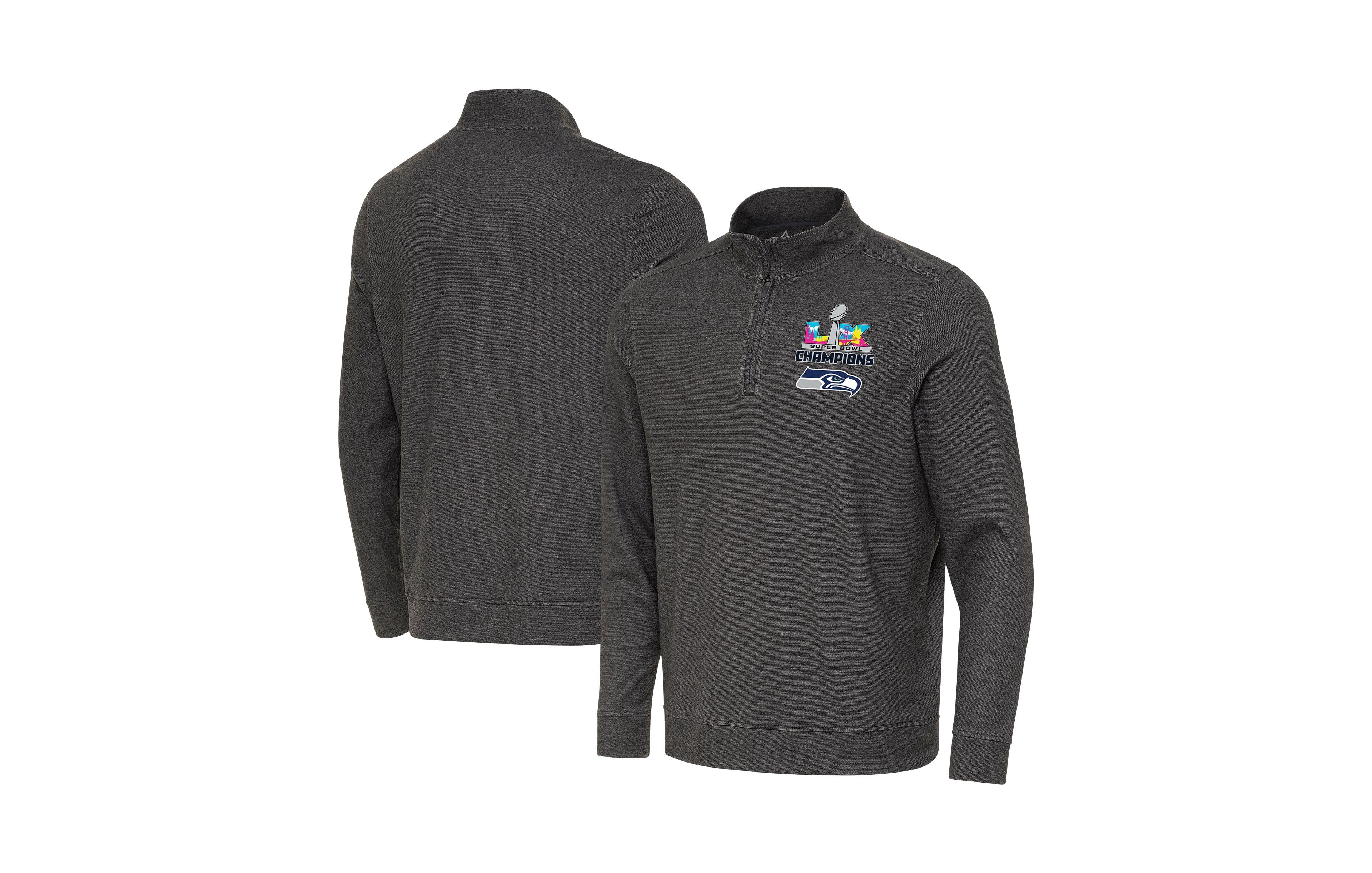 Antigua Men's Black Seattle Seahawks Super Bowl Lx s Subtle Quarter-Zip Pullover Jacket