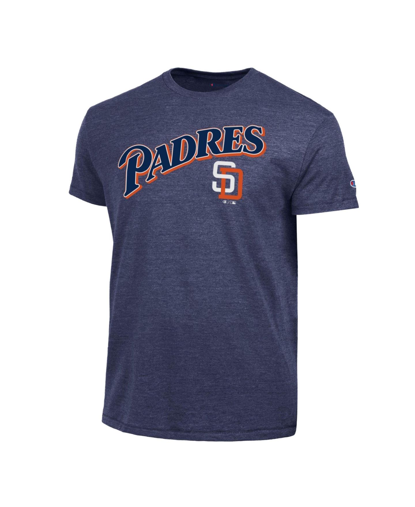 Мужская футболка Champion Navy San Diego Padres Cooperstown Wordmark Lockup Tri-Blend — фото 3