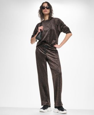 Women's Leopard-Print Velour Raglan Set