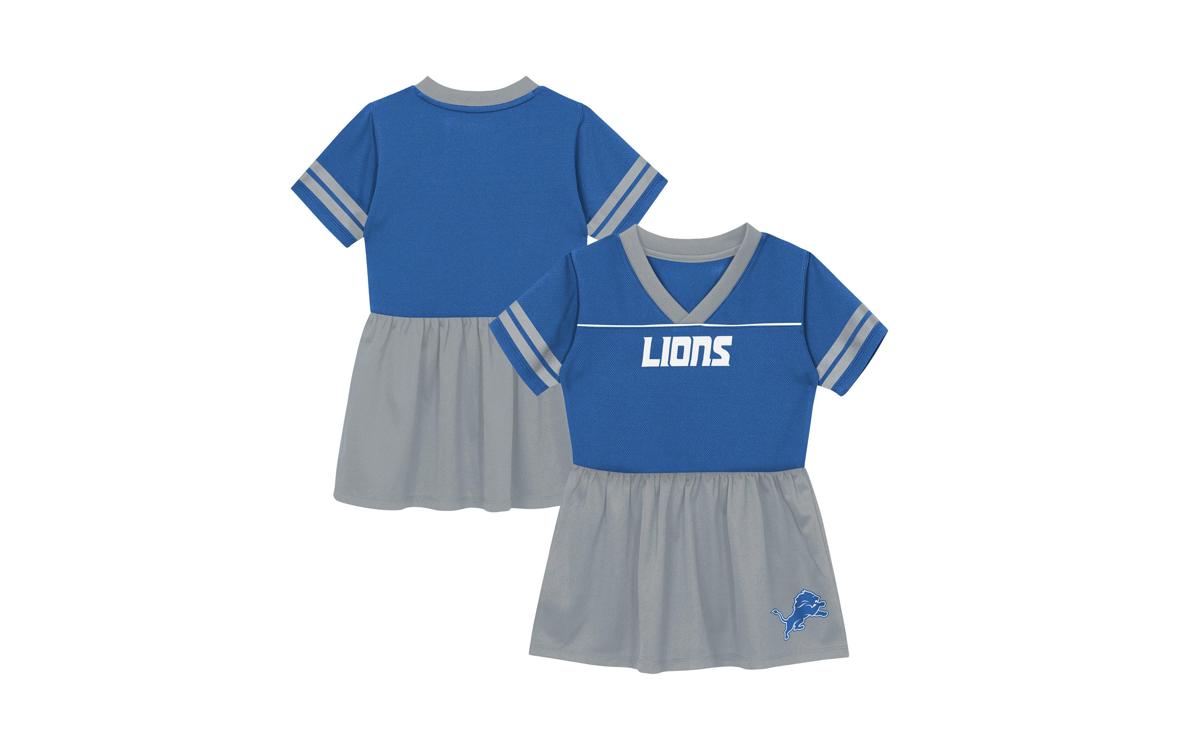 Outerstuff Toddler Girls' 2T-5T Detroit Lions Short-Sleeve V-Neck Fit & Flare Dress