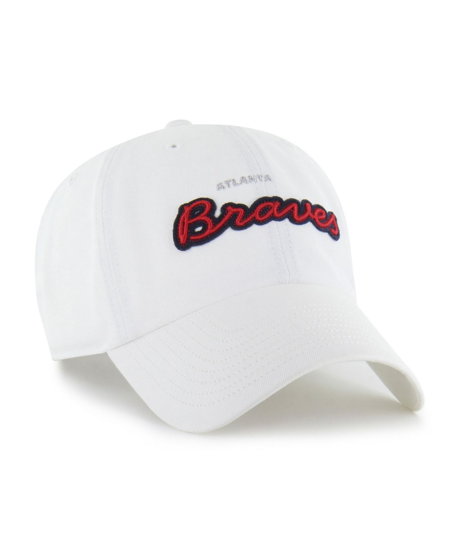 Women's White Atlanta Braves Trendy Script Clean Up Adjustable Hat