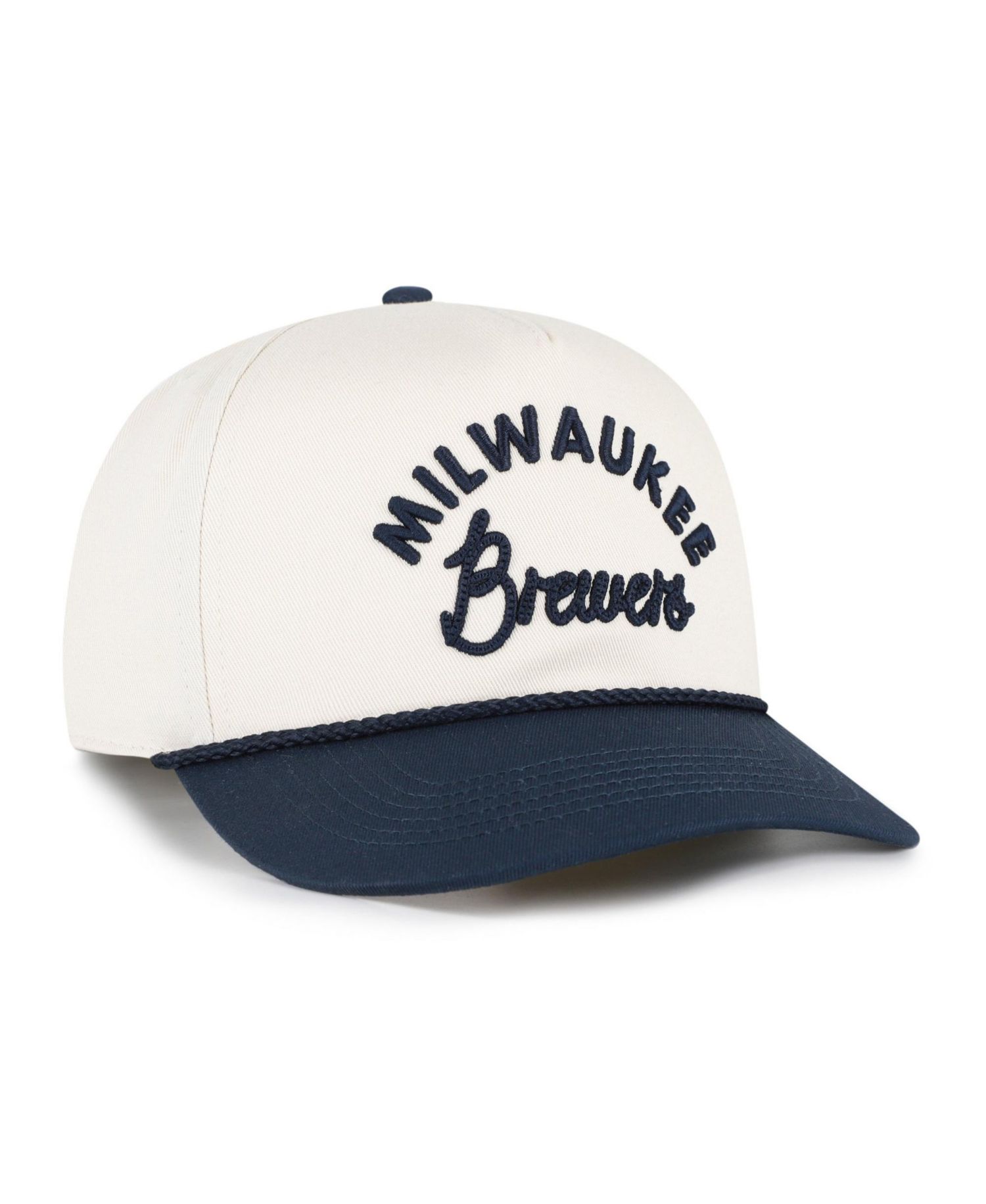 Men's and Women's Natural/Navy Milwaukee Brewers Rope Script Hitch Adjustable Hat