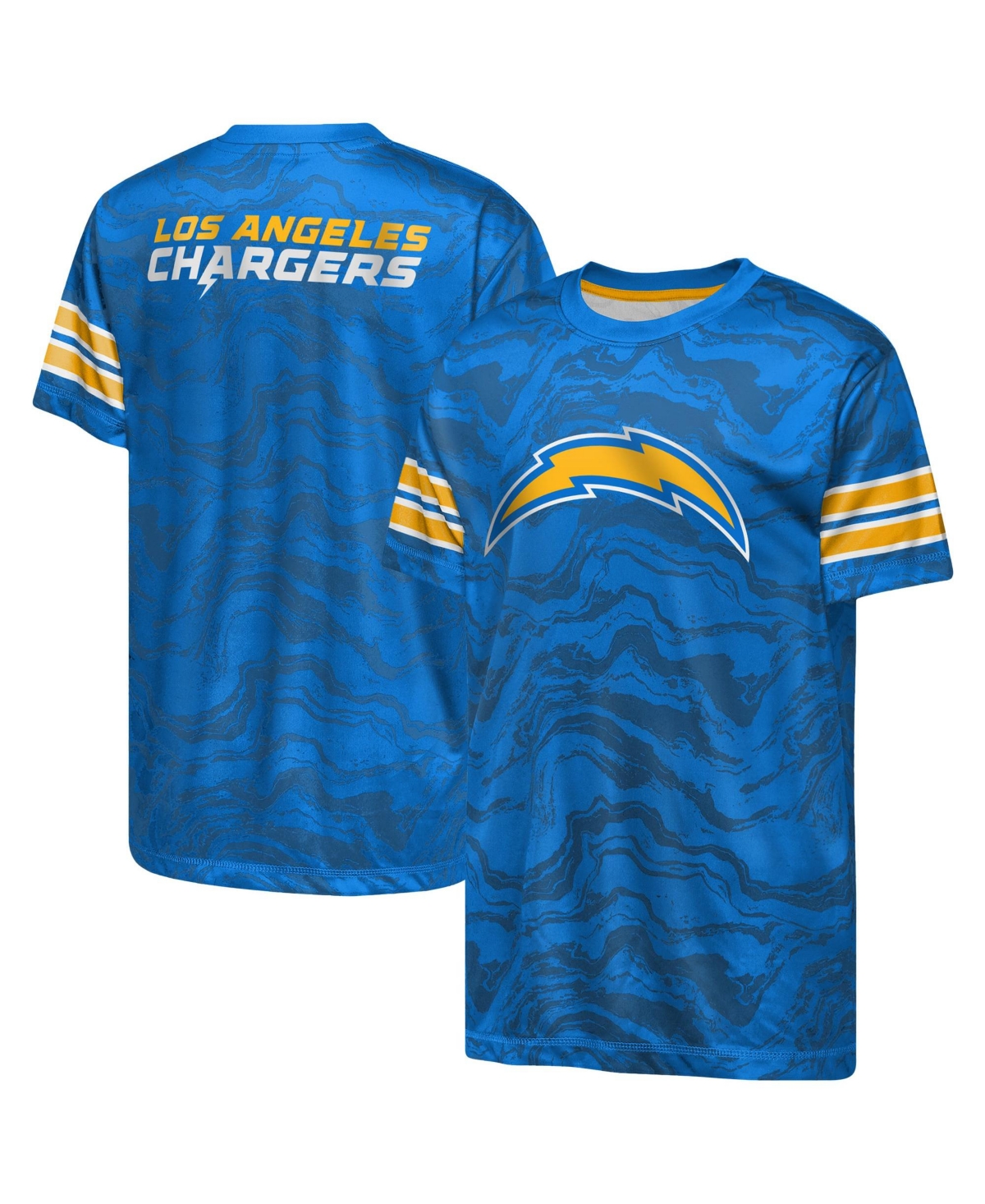 Outerstuff Boys' and Girls' Los Angeles Chargers Slant Route Crewneck T-Shirt