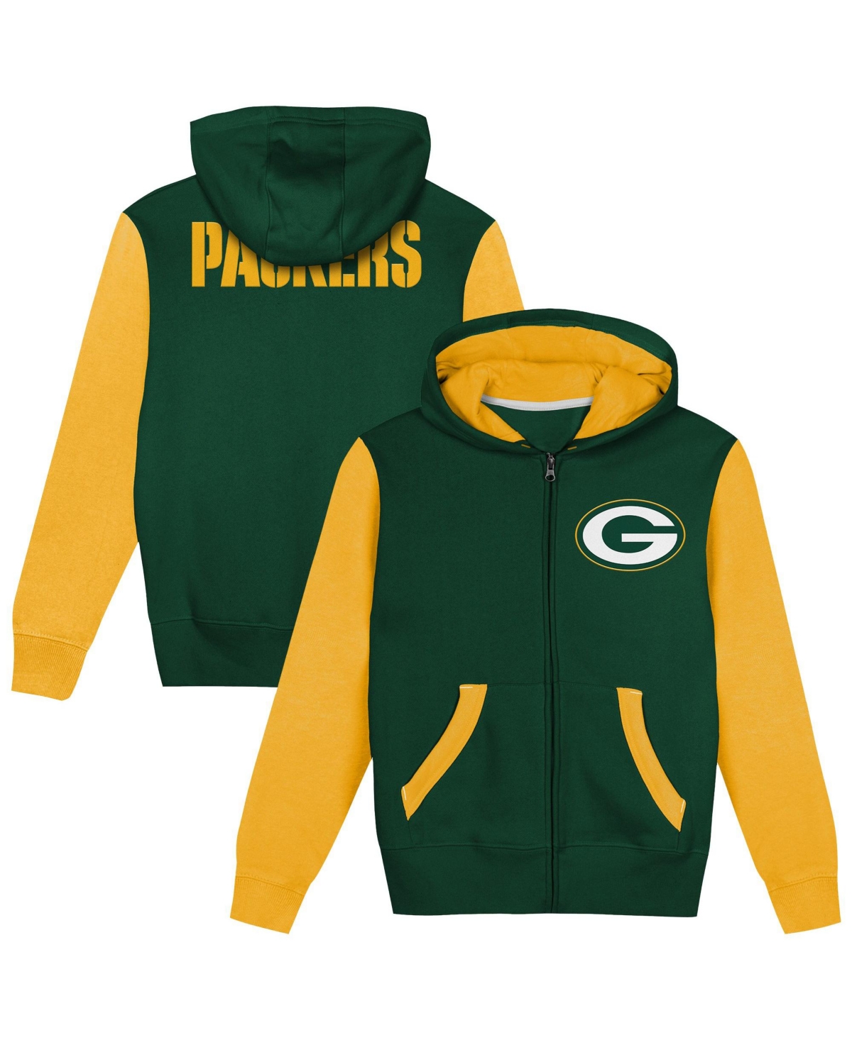 Outerstuff Toddler Boys' 2T-5T Green Bay Packers Stadium Color Block Full-Zip Fleece-Lined Hoodie