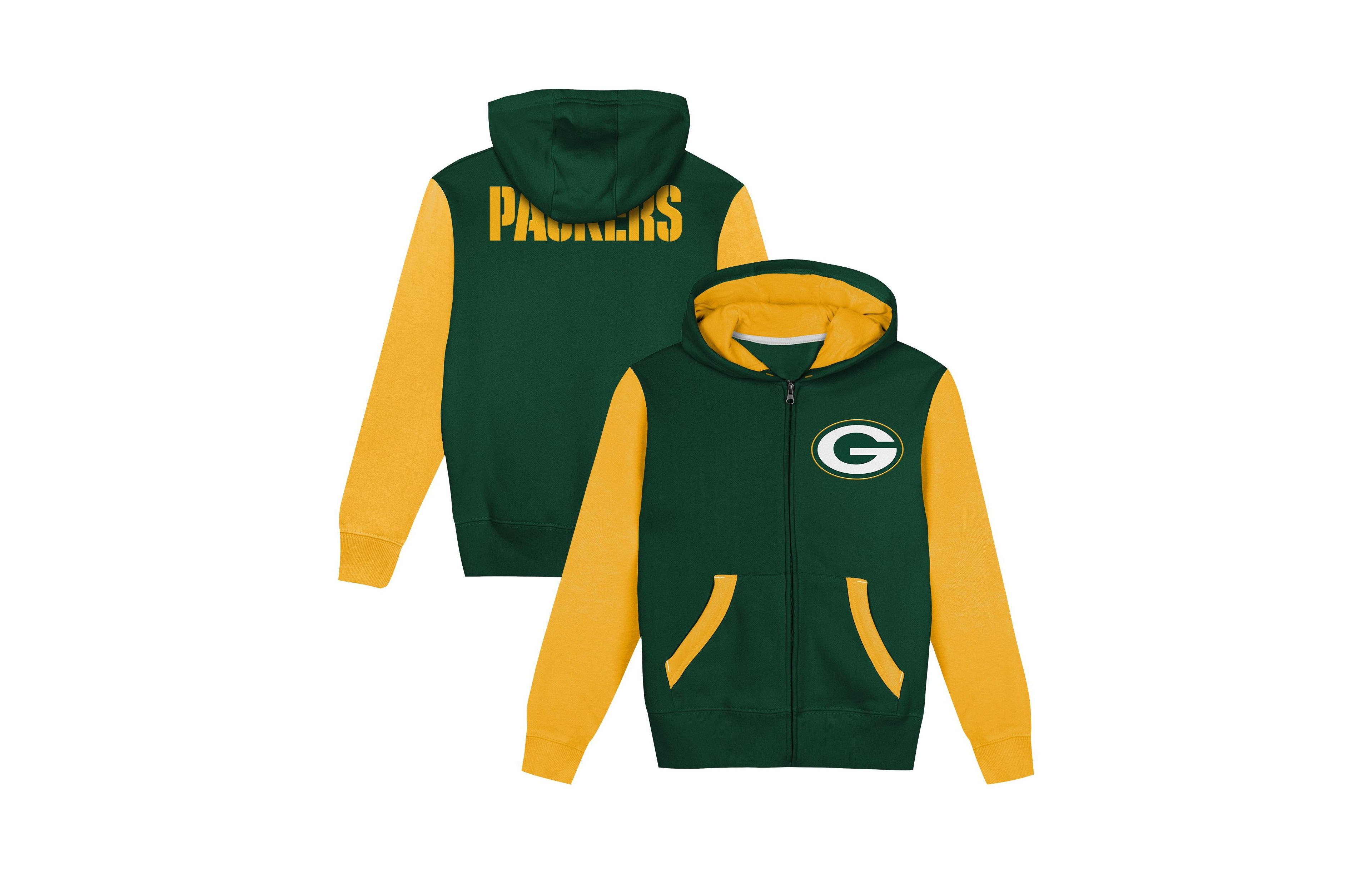 Outerstuff Toddler Boys' 2T-5T Green Bay Packers Stadium Color Block Full-Zip Fleece-Lined Hoodie