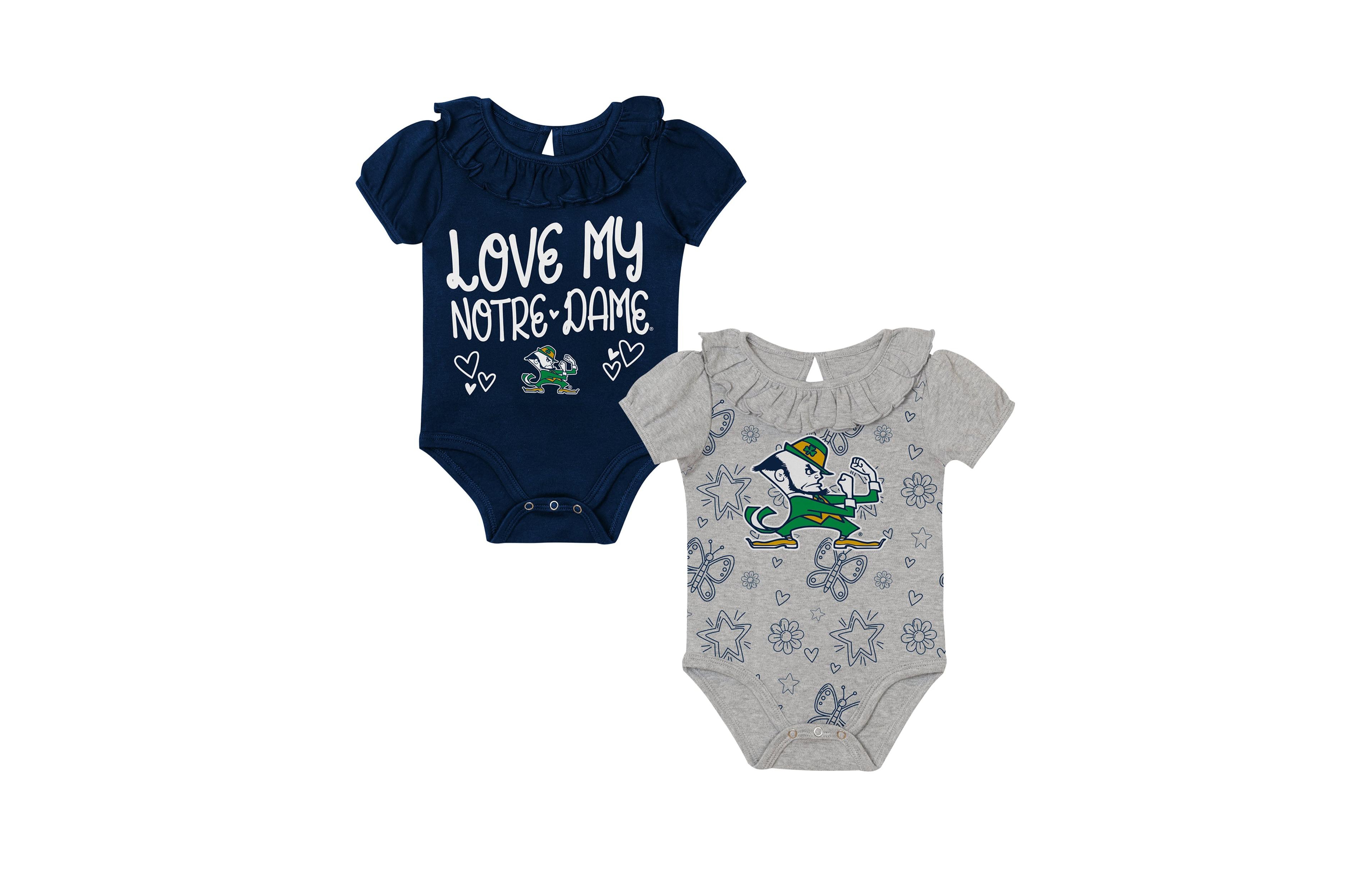 Outerstuff Baby Boys' and Girls' Notre Dame Fighting Irish Playtime Ruffle Short-Sleeve Bodysuit, 2-Piece Set