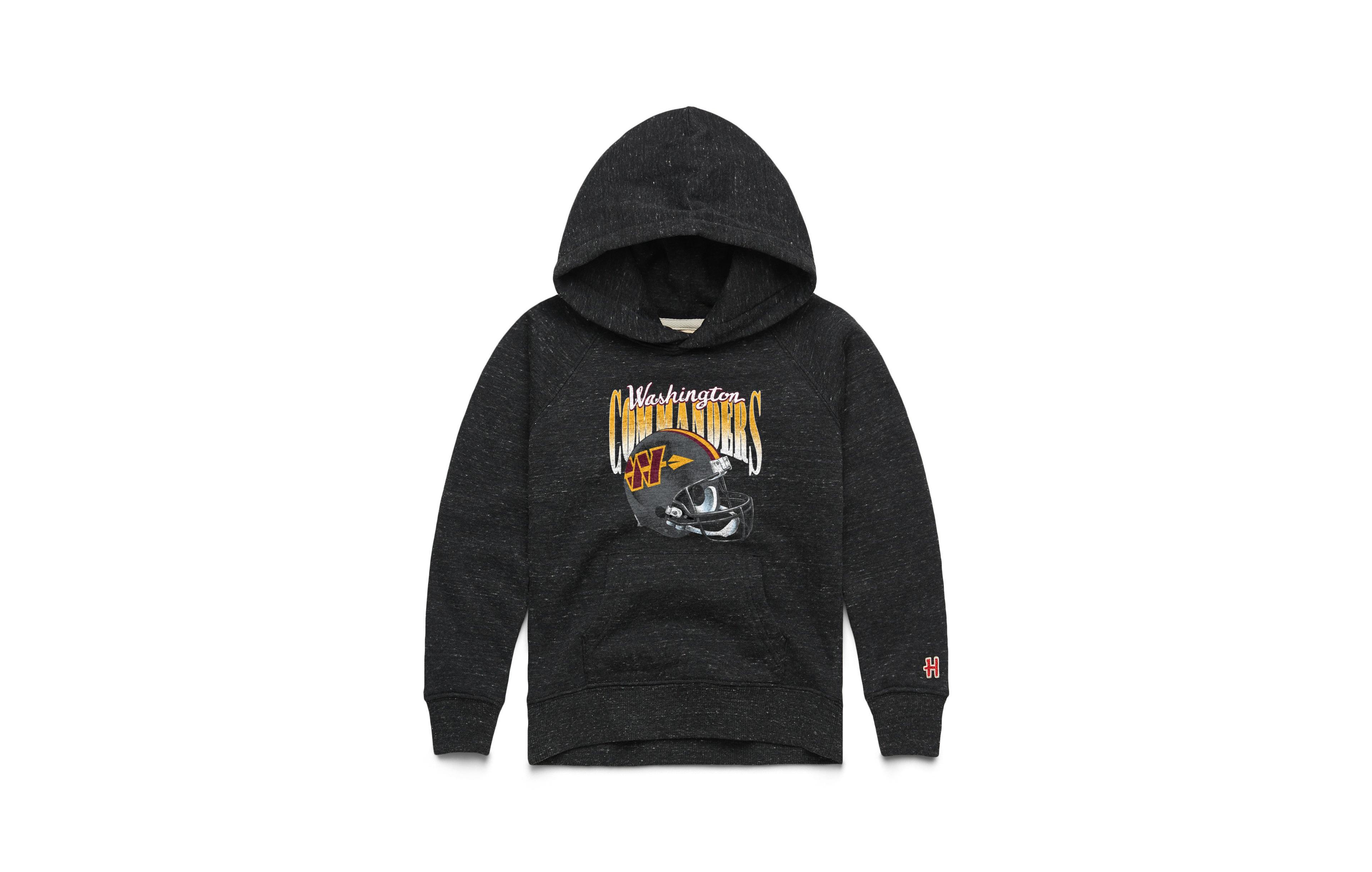 Homage Boys' 4-20 Washington Commanders Gradient Helmet Tri-Blend Front Pouch Pocket Hoodie