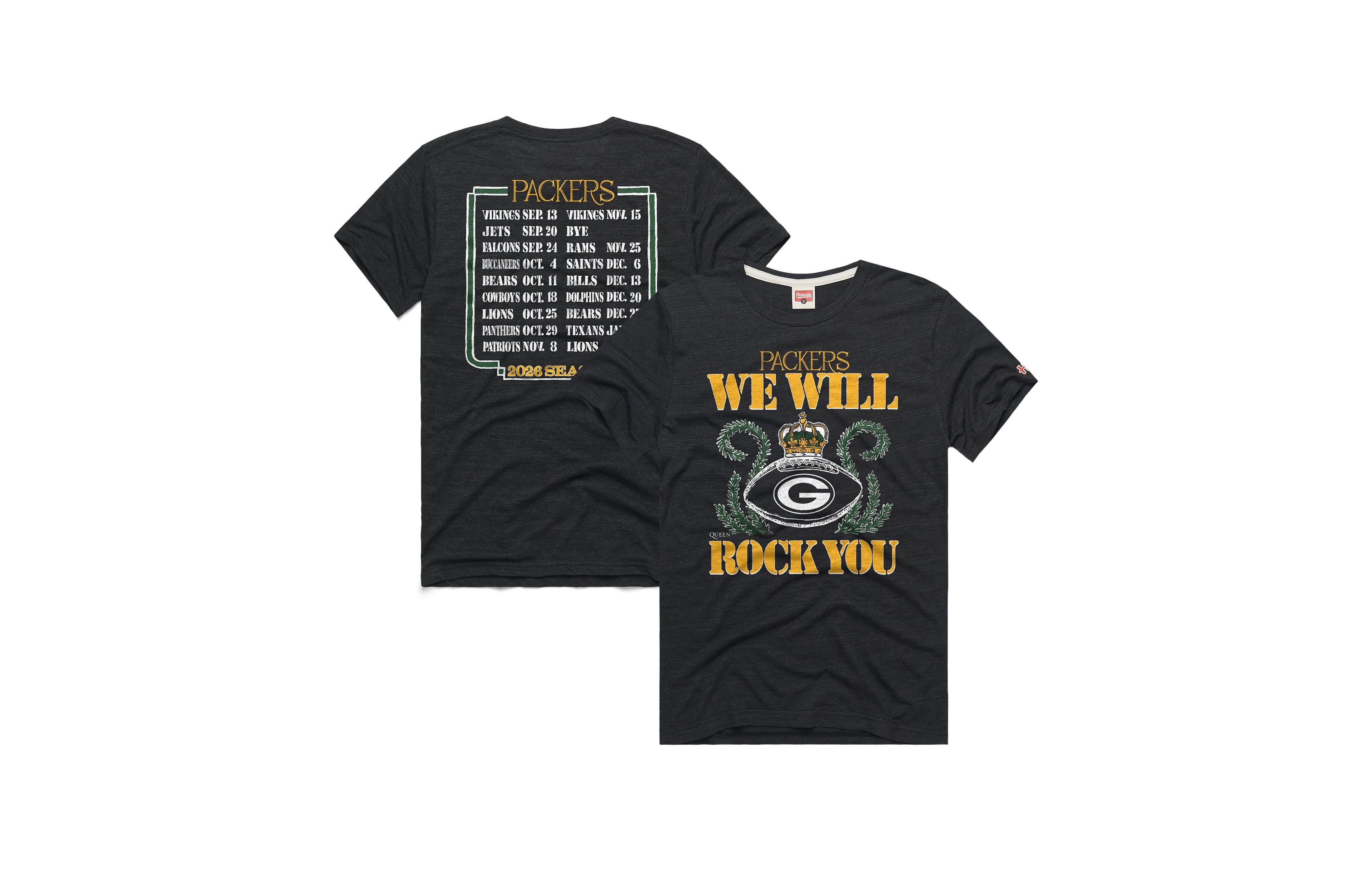 Homage Men's and Women's Green Bay Packers Schedule Queen Tri-Blend T-Shirt