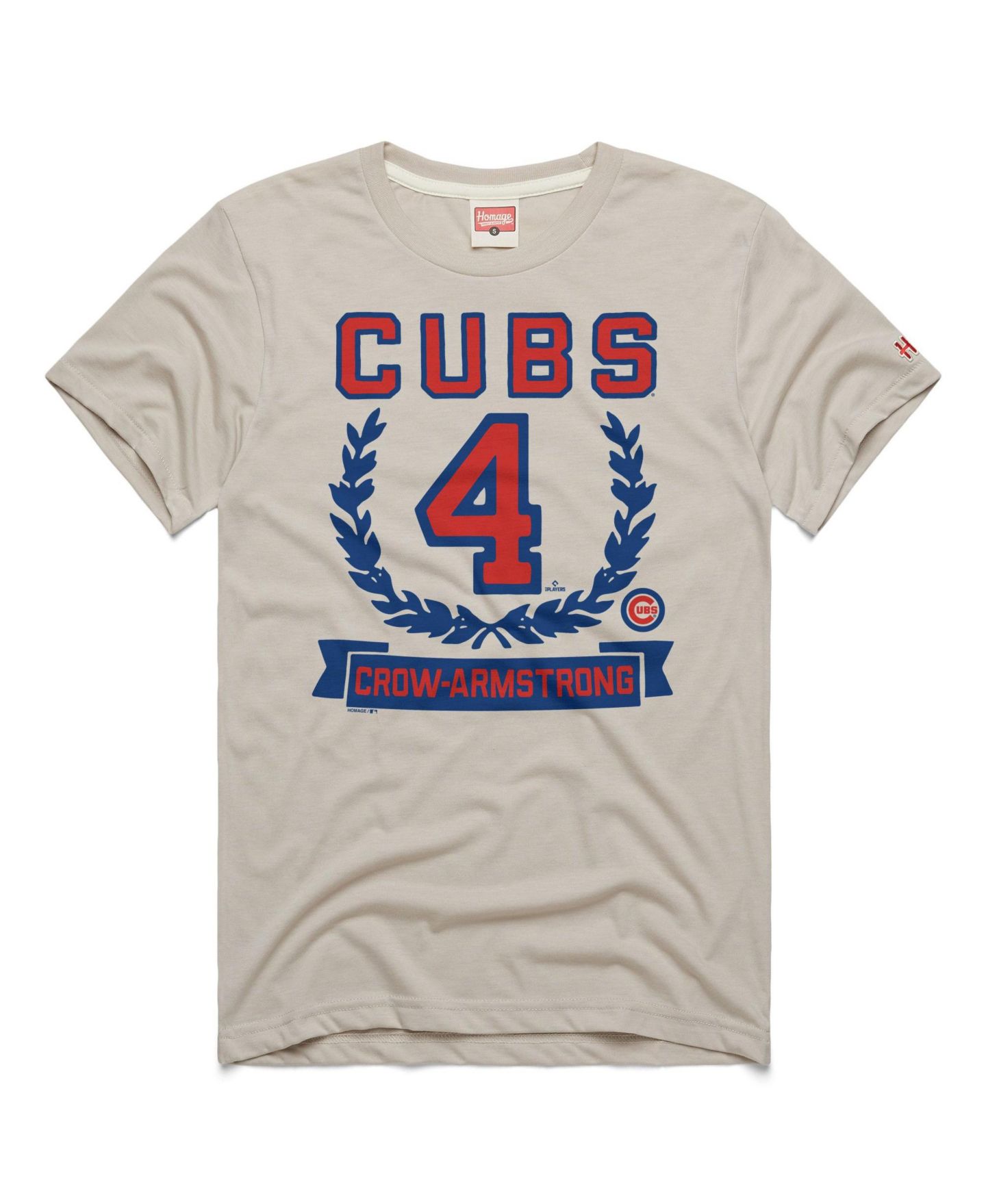 Мужская футболка Homage Pete Crow-Armstrong Stone Chicago Cubs Wreath Rookie Graphic Tri-Blend — фото 1