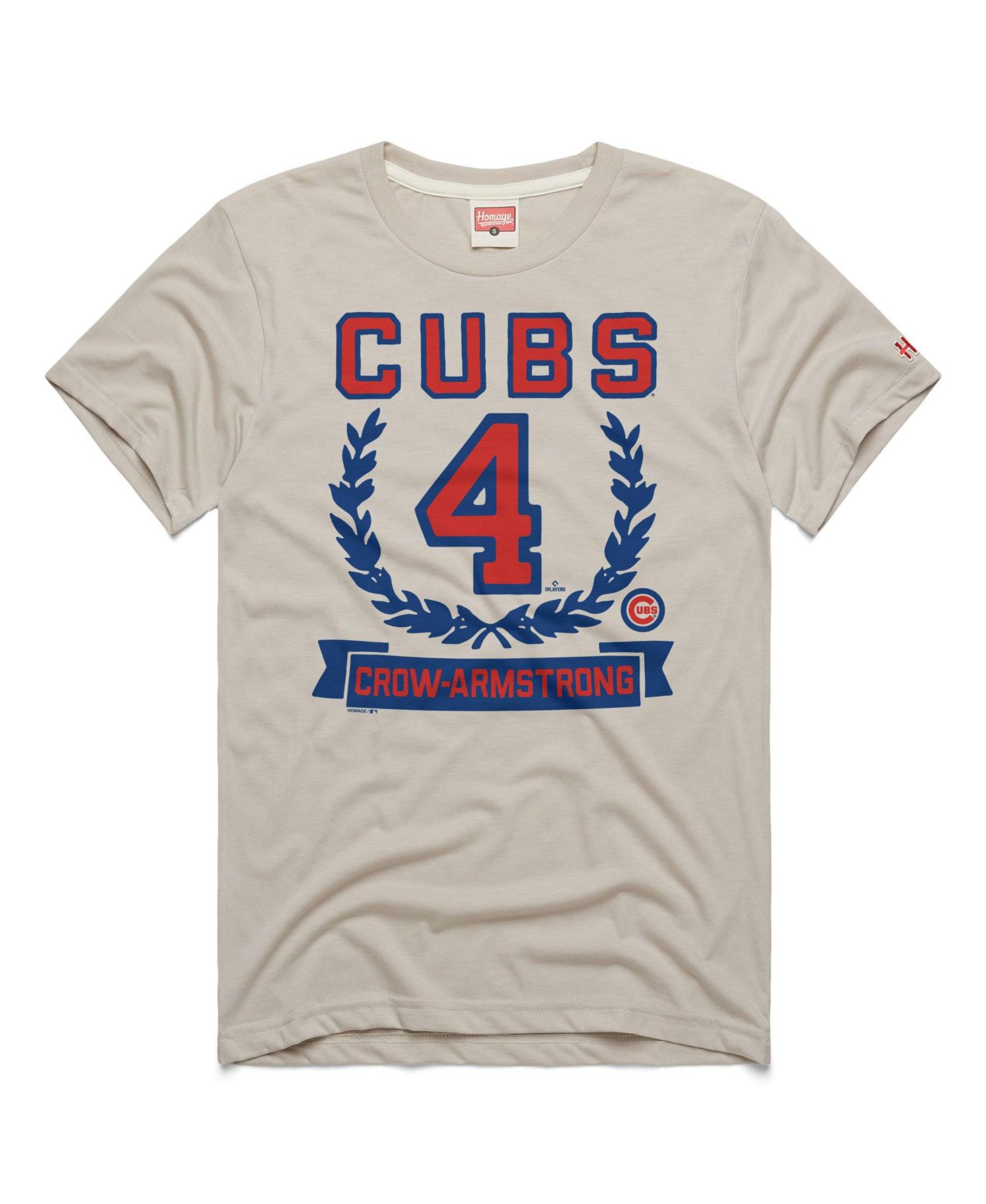 Men's Pete Crow-Armstrong Stone Chicago Cubs Wreath Rookie Graphic Tri-Blend T-Shirt