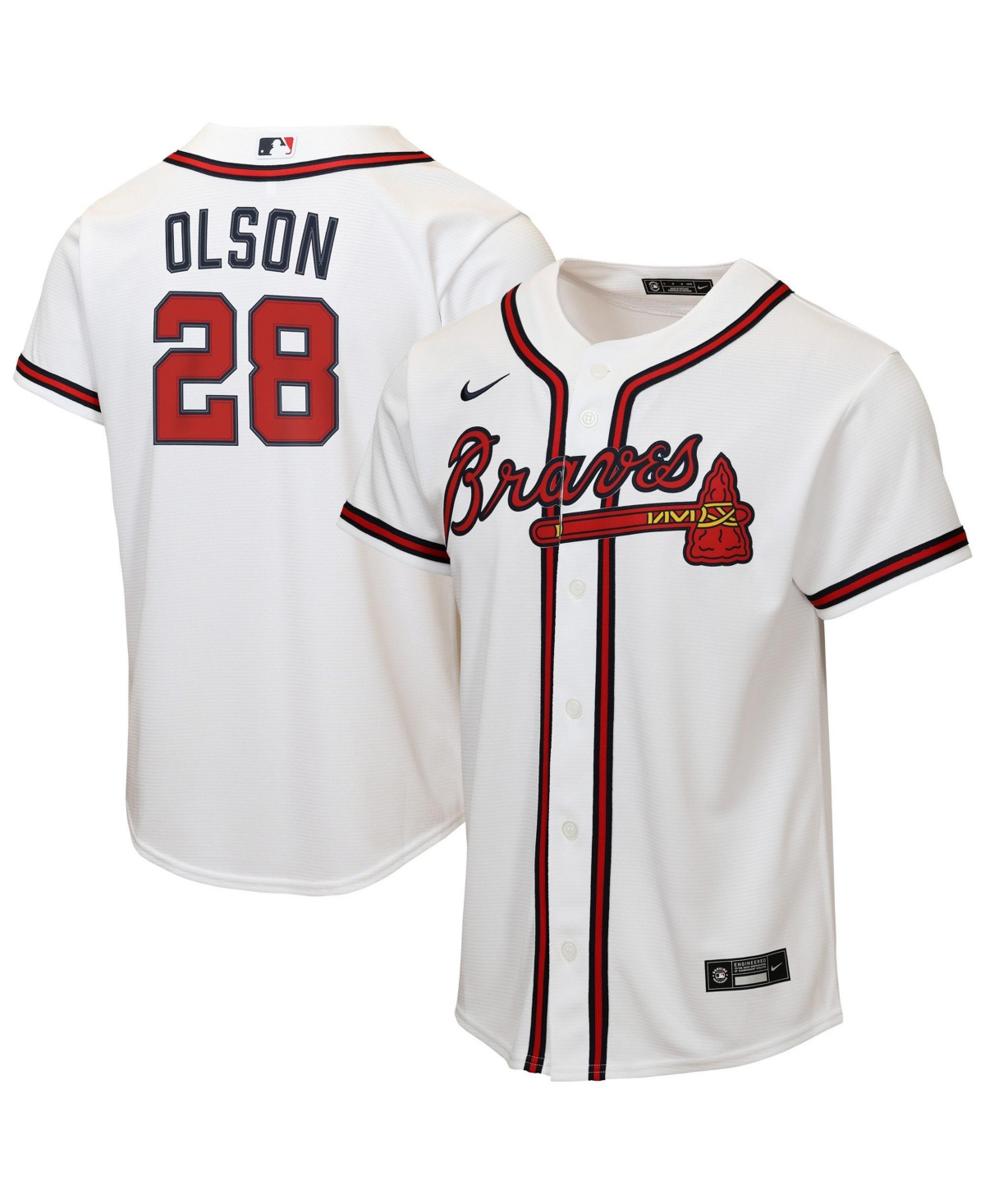 Nike Boys' 4-20 Atlanta Braves Matt Olson Home Replica Jersey