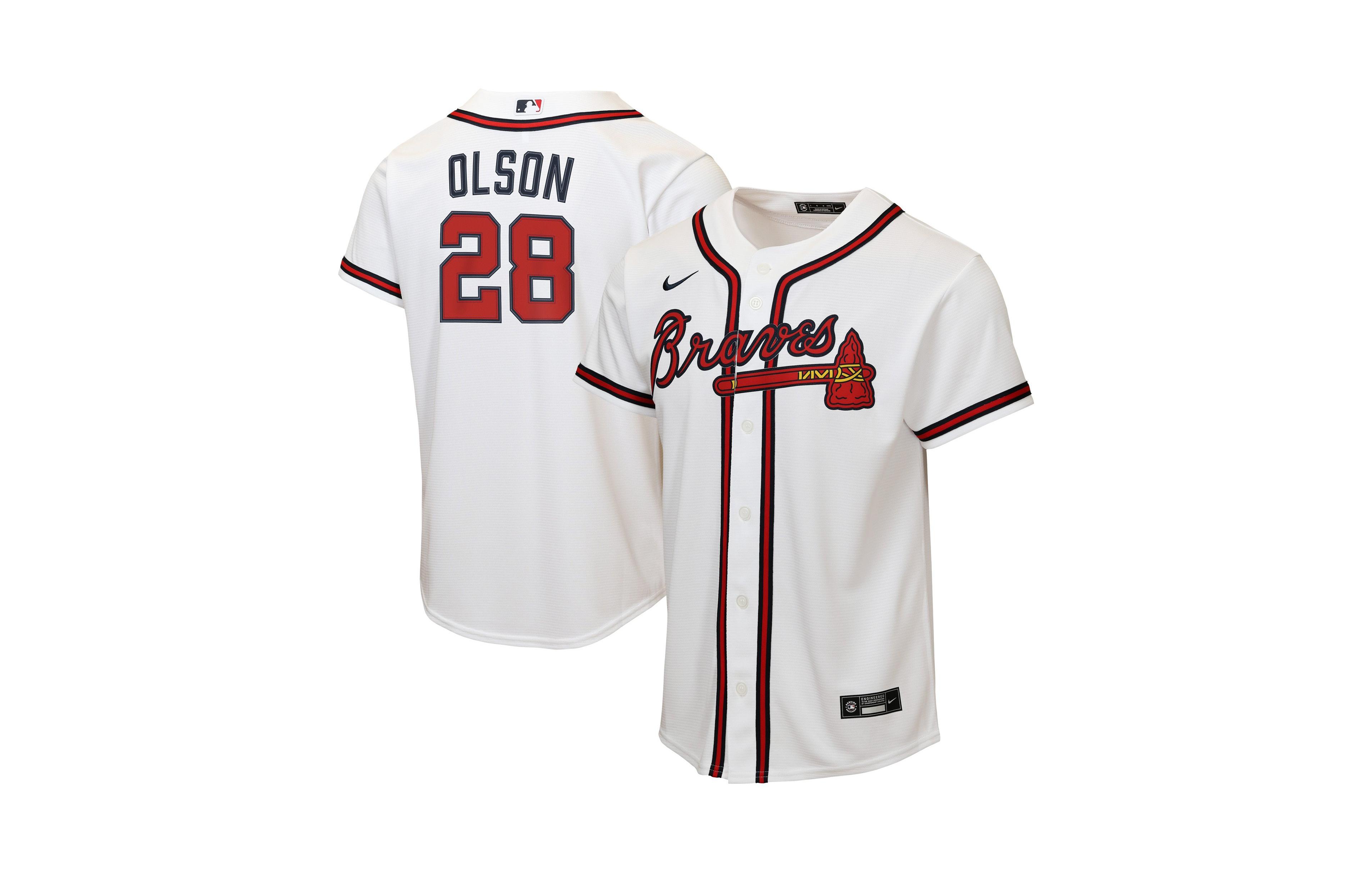 Nike Boys' 4-20 Atlanta Braves Matt Olson Home Replica Jersey