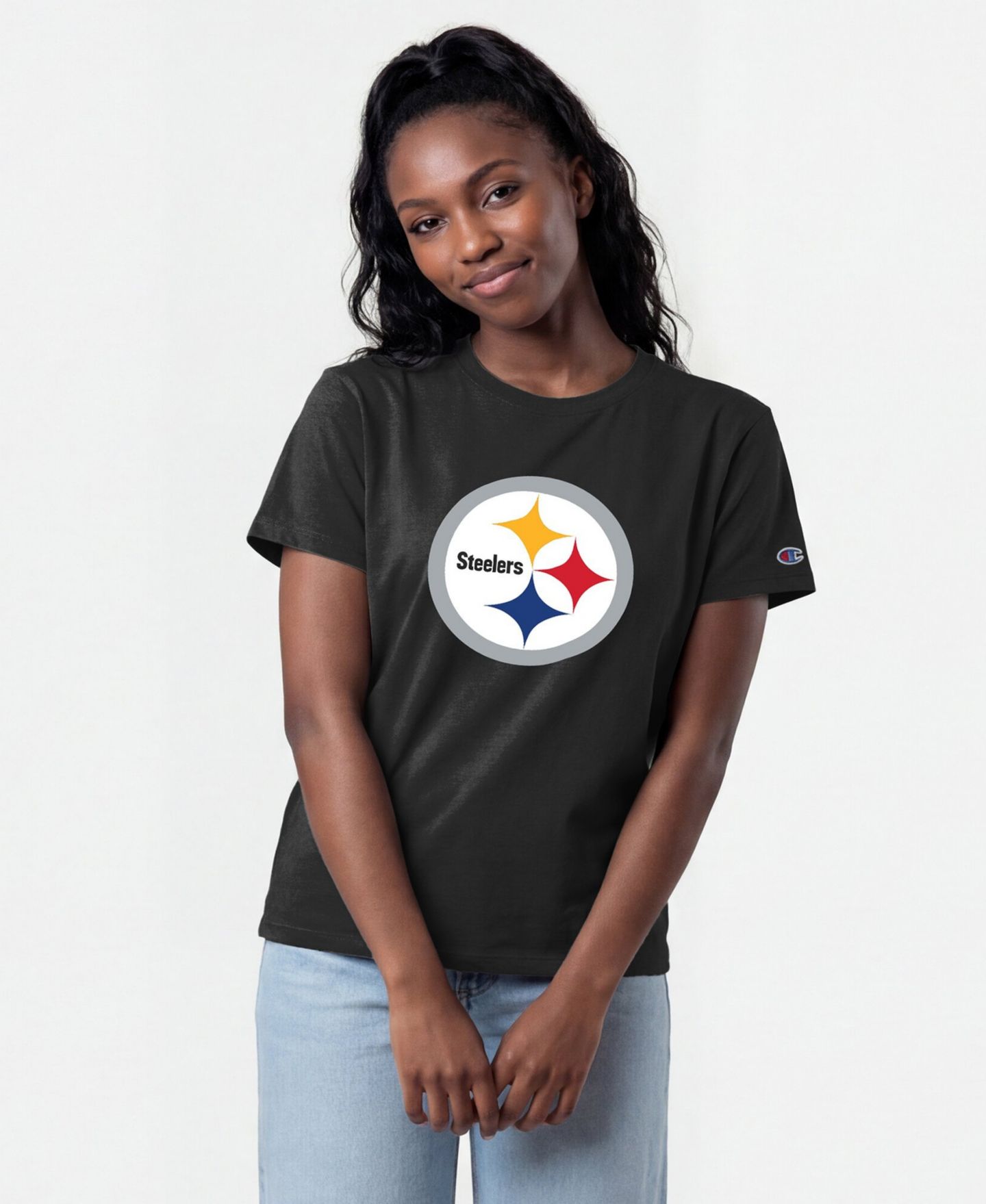 Женская футболка Champion Pittsburgh Steelers Crewneck Screen-Print — фото 1