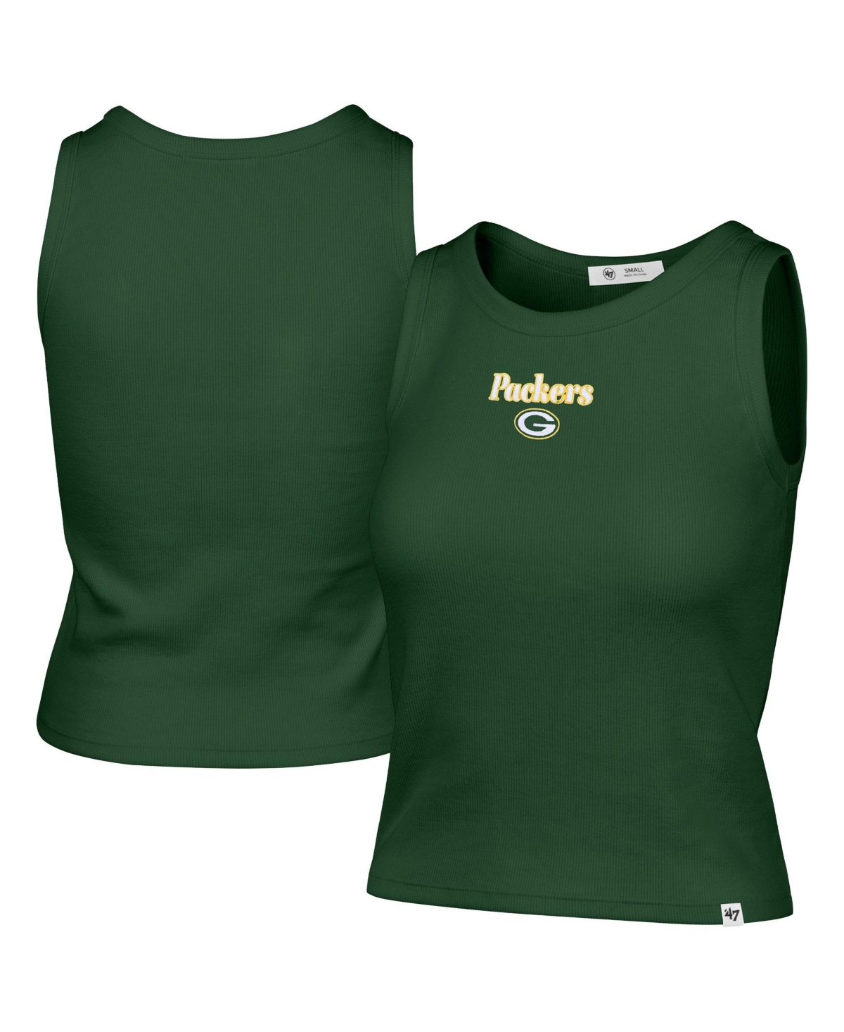 '47 Brand Women's Green Bay Packers Cropped Ribbed Crew Neck Baby Tank Top