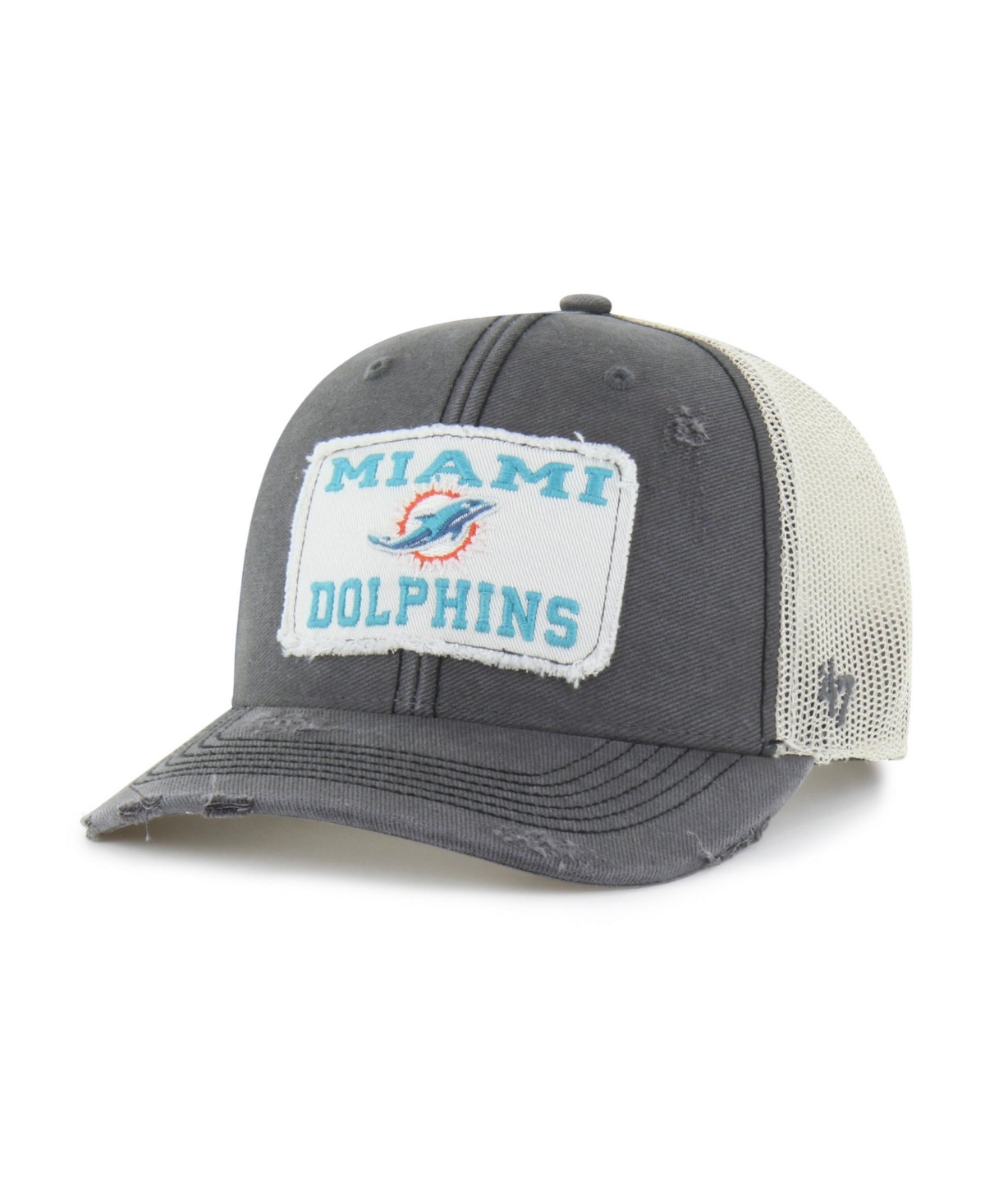 '47 Brand Miami Dolphins Distressed Egremont Adjustable Trucker Hat - Charcoal