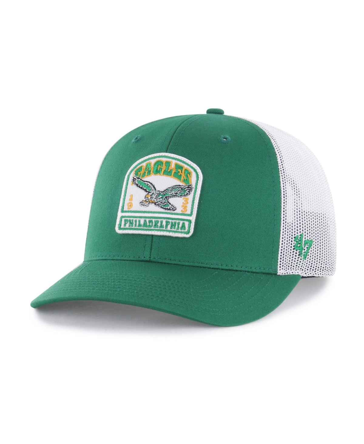 '47 Brand Men's Kelly Green Philadelphia Eagles Throwback Headstone Trucker Adjustable Hat - Kelly Green
