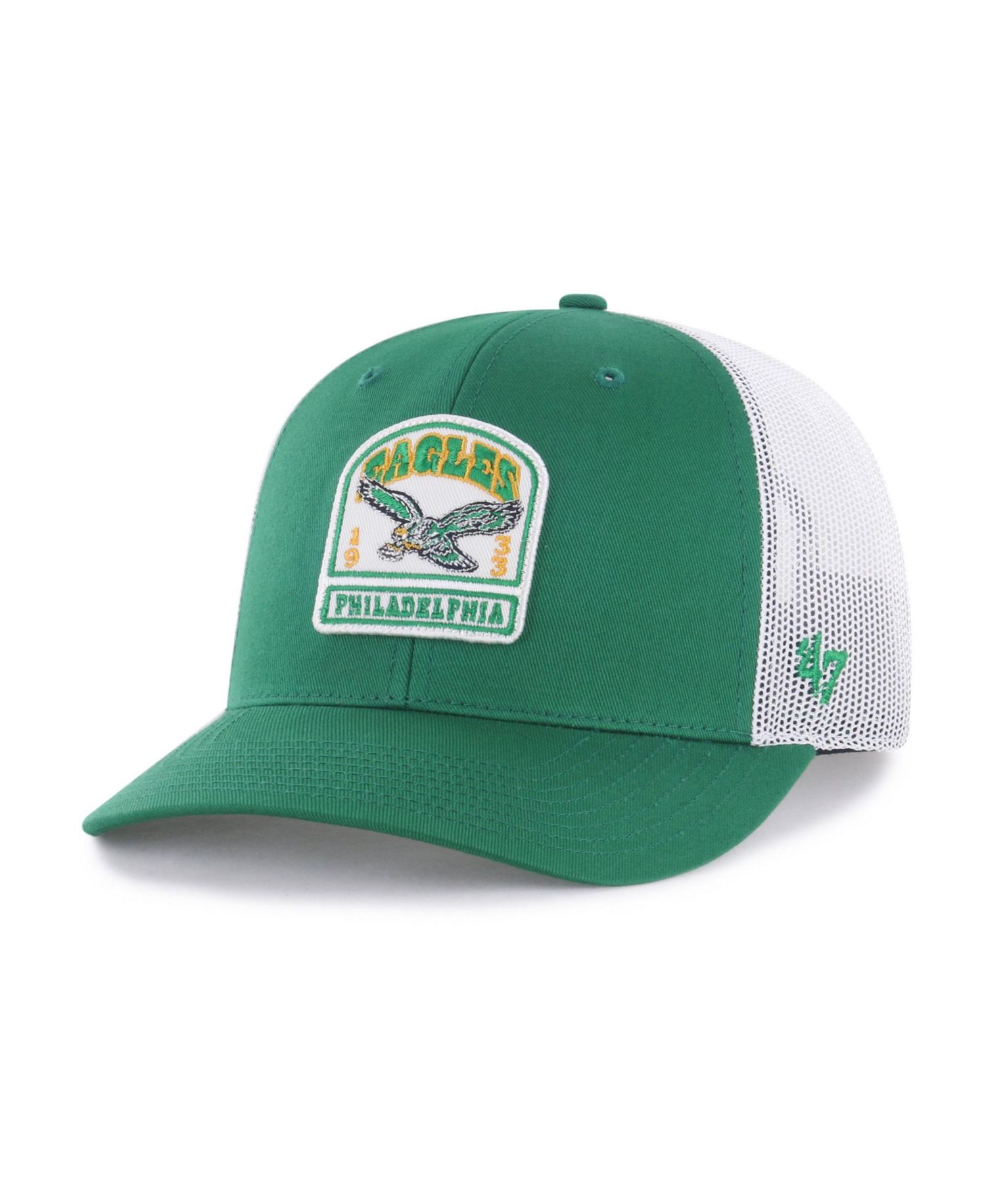 Men's Kelly Green Philadelphia Eagles Throwback Headstone Trucker Adjustable Hat