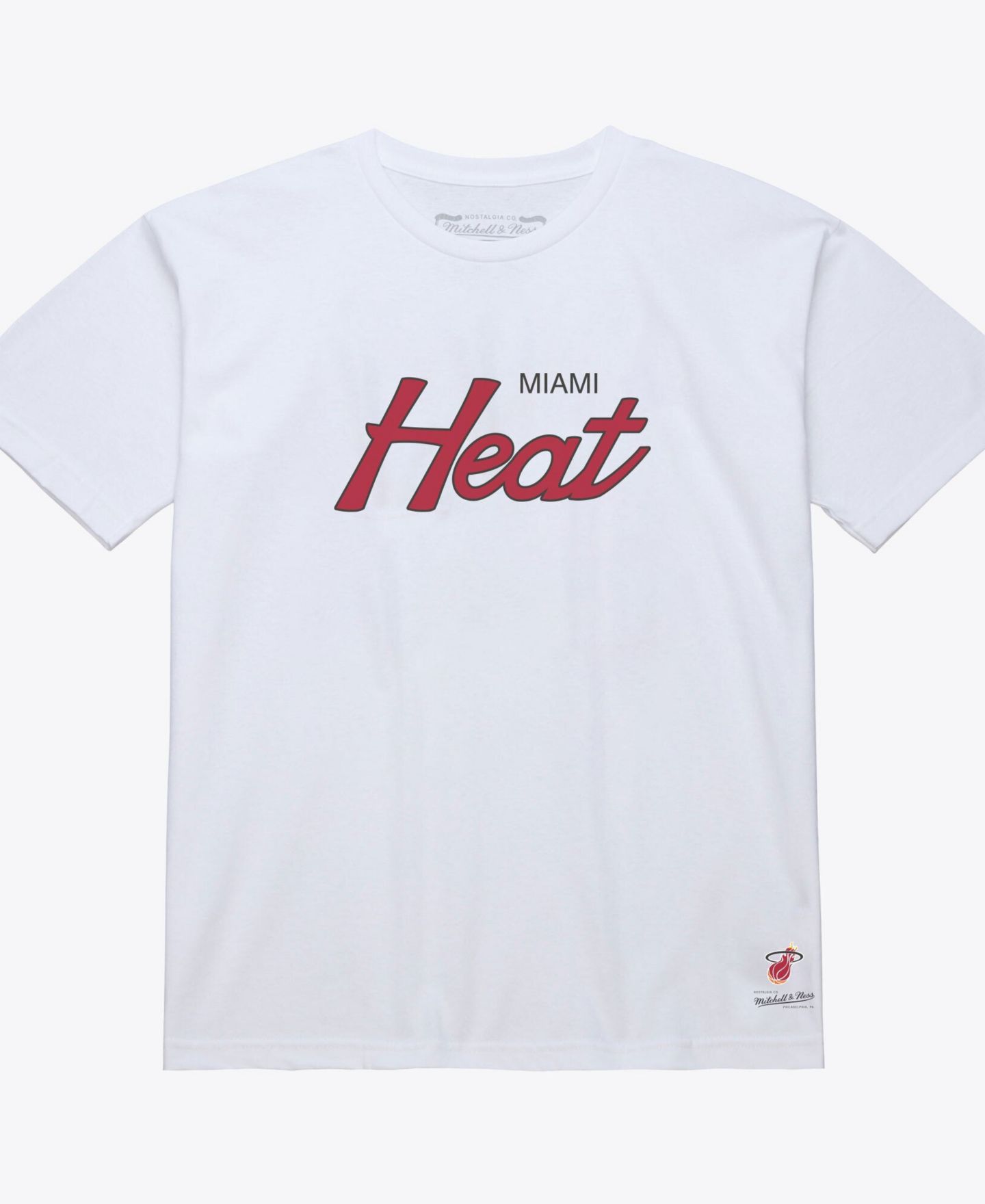 Мужская футболка Mitchell & Ness White Miami Heat Wordmark — фото 1