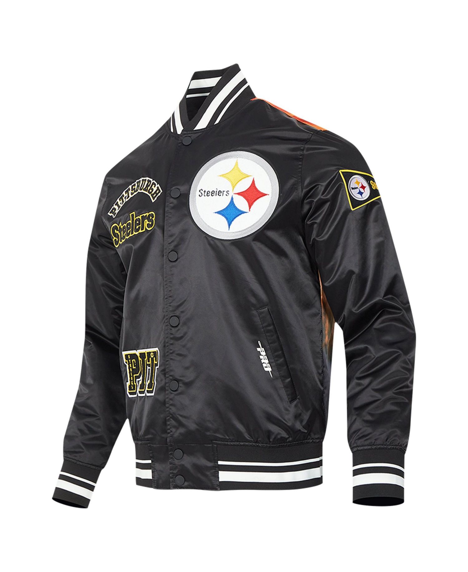 Men's Black Pittsburgh Steelers Sublimated Satin Full-Snap Jacket