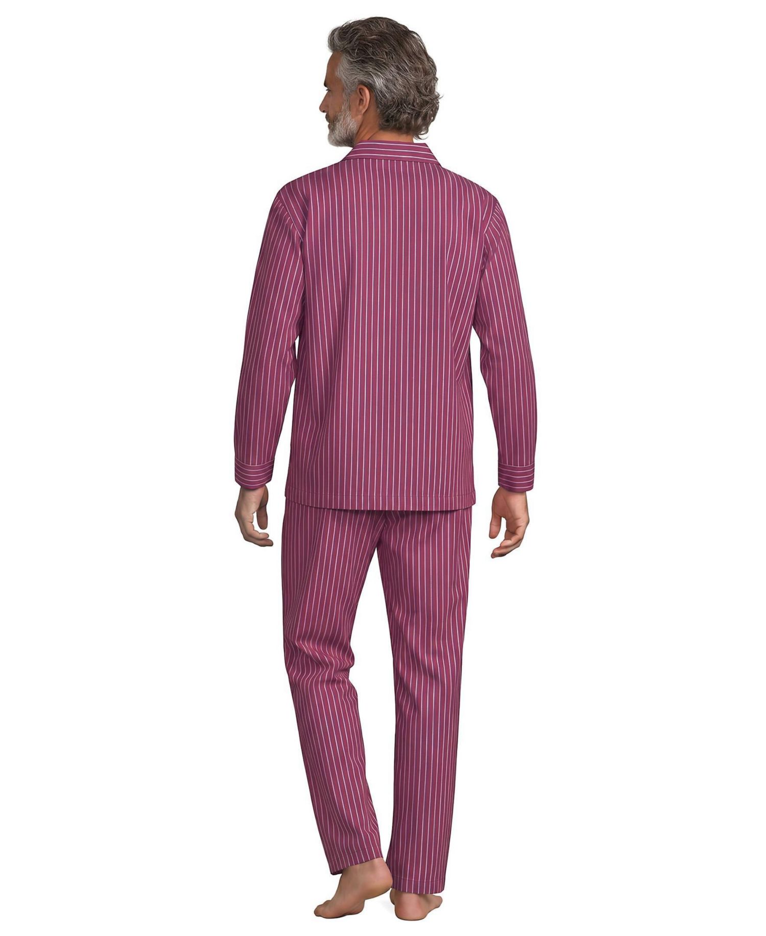 Men's Long-Sleeve Striped Essential Top and Pants, 2-Piece Pajama Set