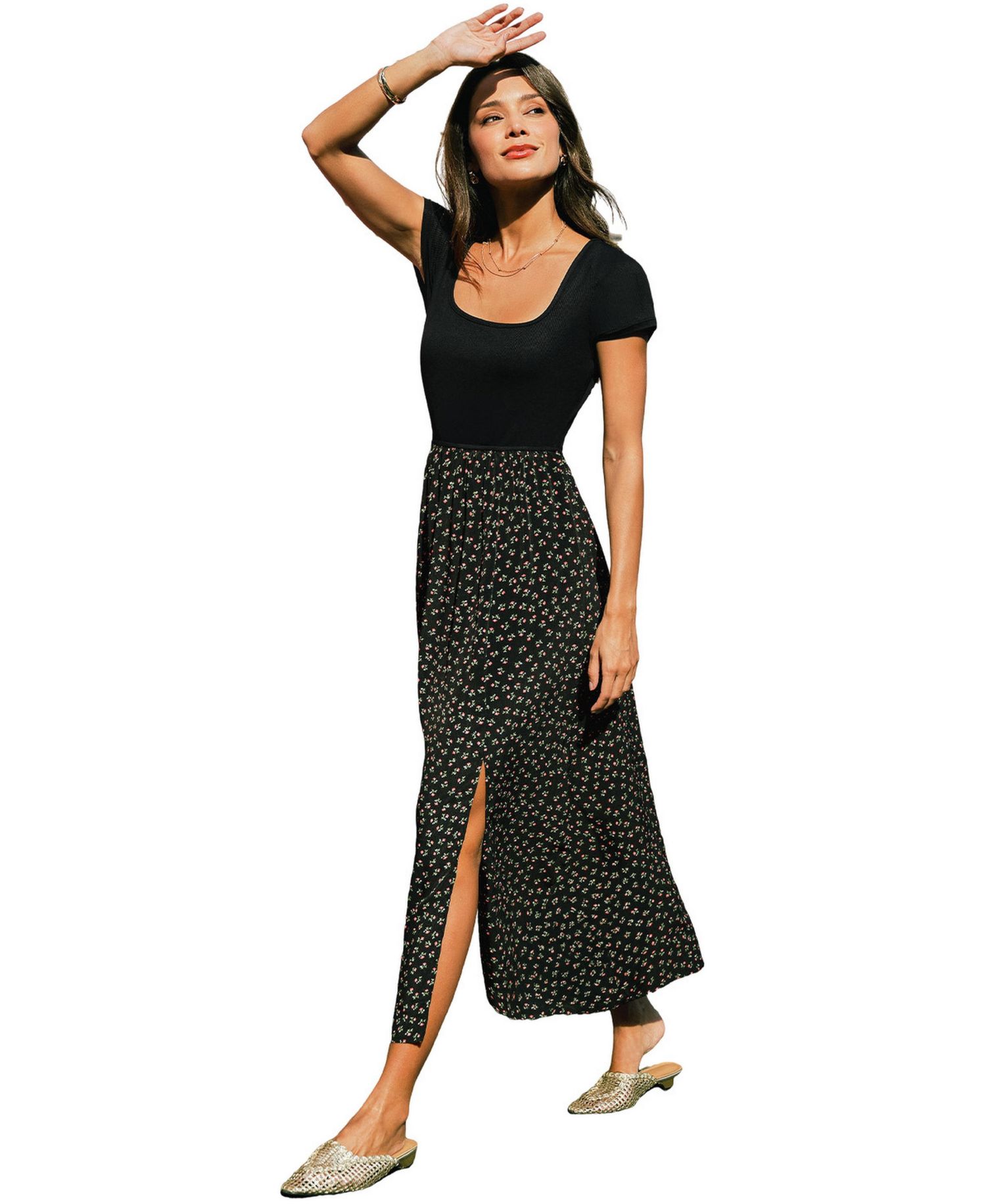 Women's Feeling Free Floral-Print Square-Neck Maxi Dress