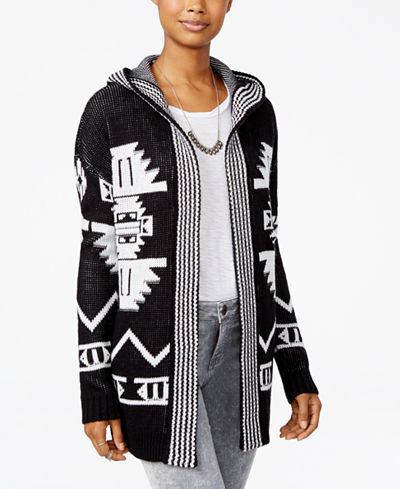 Hippie Rose Juniors' Hooded Aztec Cardigan