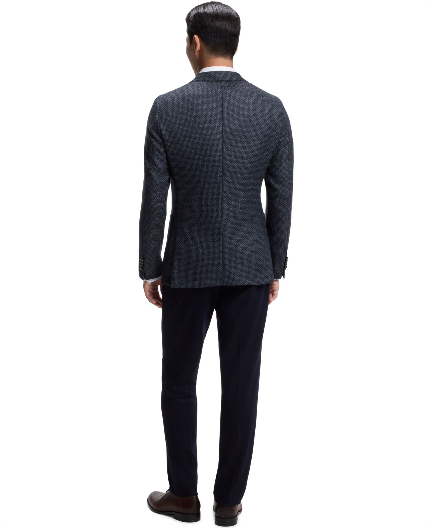 Мужская куртка Hugo Boss BOSS by Patterned Wool Slim-Fit, цвет: Тёмный синий — фото 3