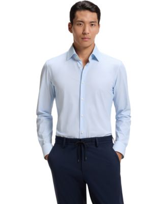 BOSS by Men's Printed Performance-Stretch Jersey Slim-Fit Dress Shirt