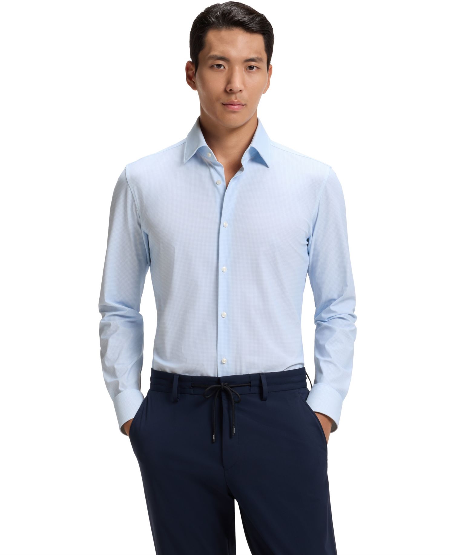 BOSS by Men's Printed Performance-Stretch Jersey Slim-Fit Dress Shirt