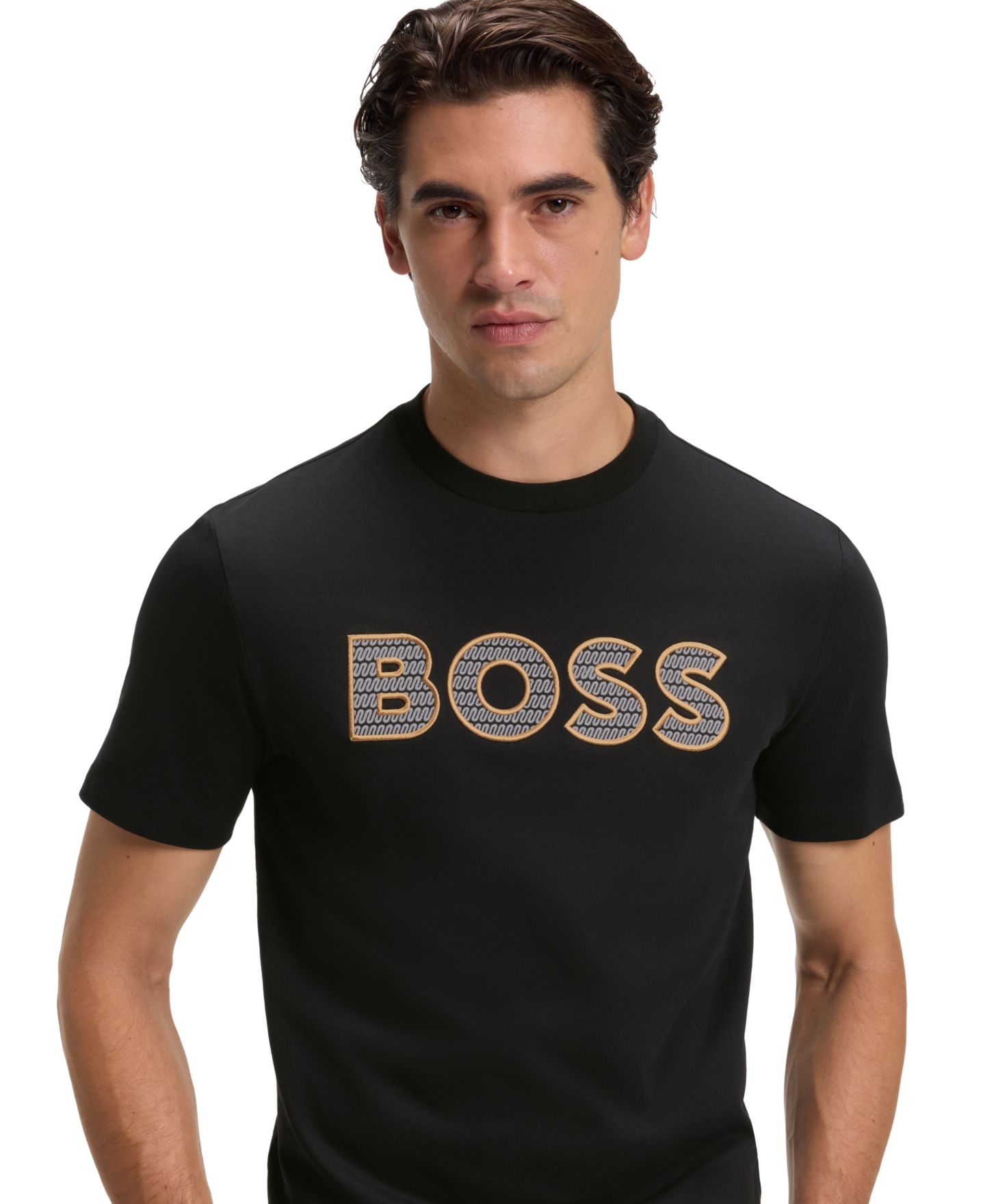 Мужская футболка Hugo Boss BOSS by Thompson Cotton-Jersey Crew-Neck Logo, цвет: Чёрный — фото 5