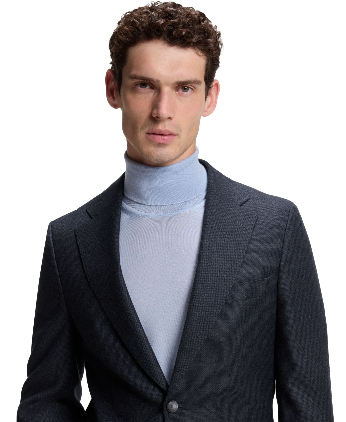Мужской пиджак Hugo Boss Wool Patterned Slim-Fit Blazer, цвет: Тёмный синий — фото 5