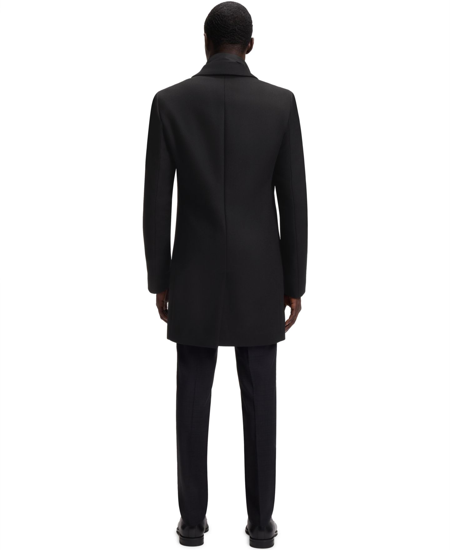 Мужское пальто Hugo Boss Hyde Slim-Fit Wool-Blend Zip-Up Inner Overcoat, цвет: Чёрный — фото 3