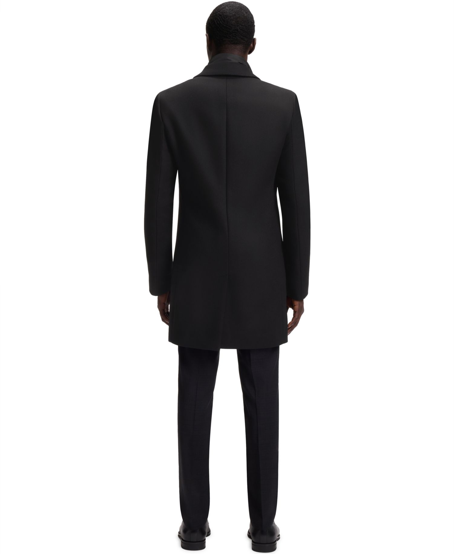 BOSS by Men's Hyde Slim-Fit Wool-Blend Zip-Up Inner Overcoat