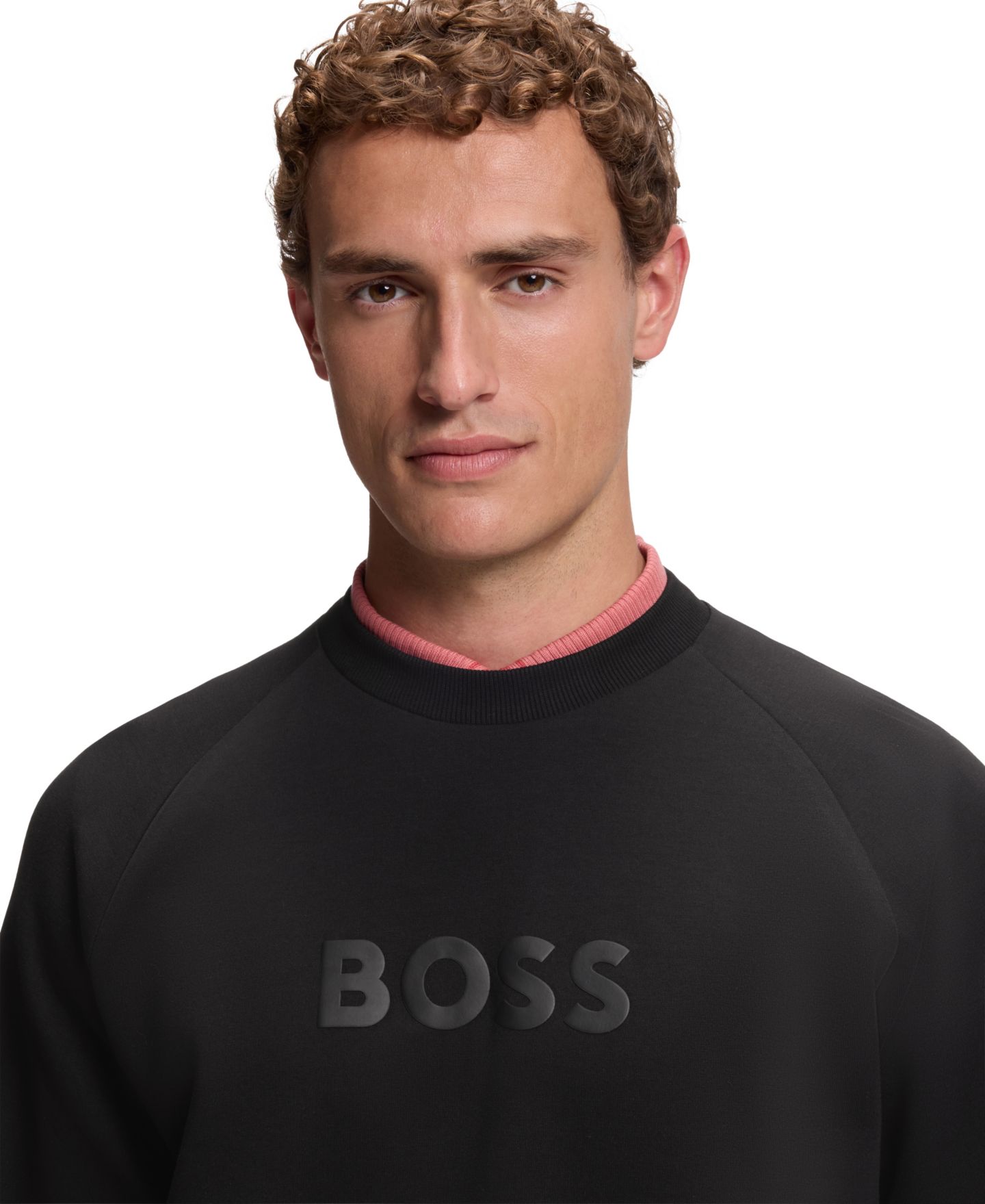 Мужская толстовка Hugo Boss BOSS by Salbo Puffed-Logo Regular-Fit Crewneck Cotton-Blend, цвет: Чёрный — фото 5