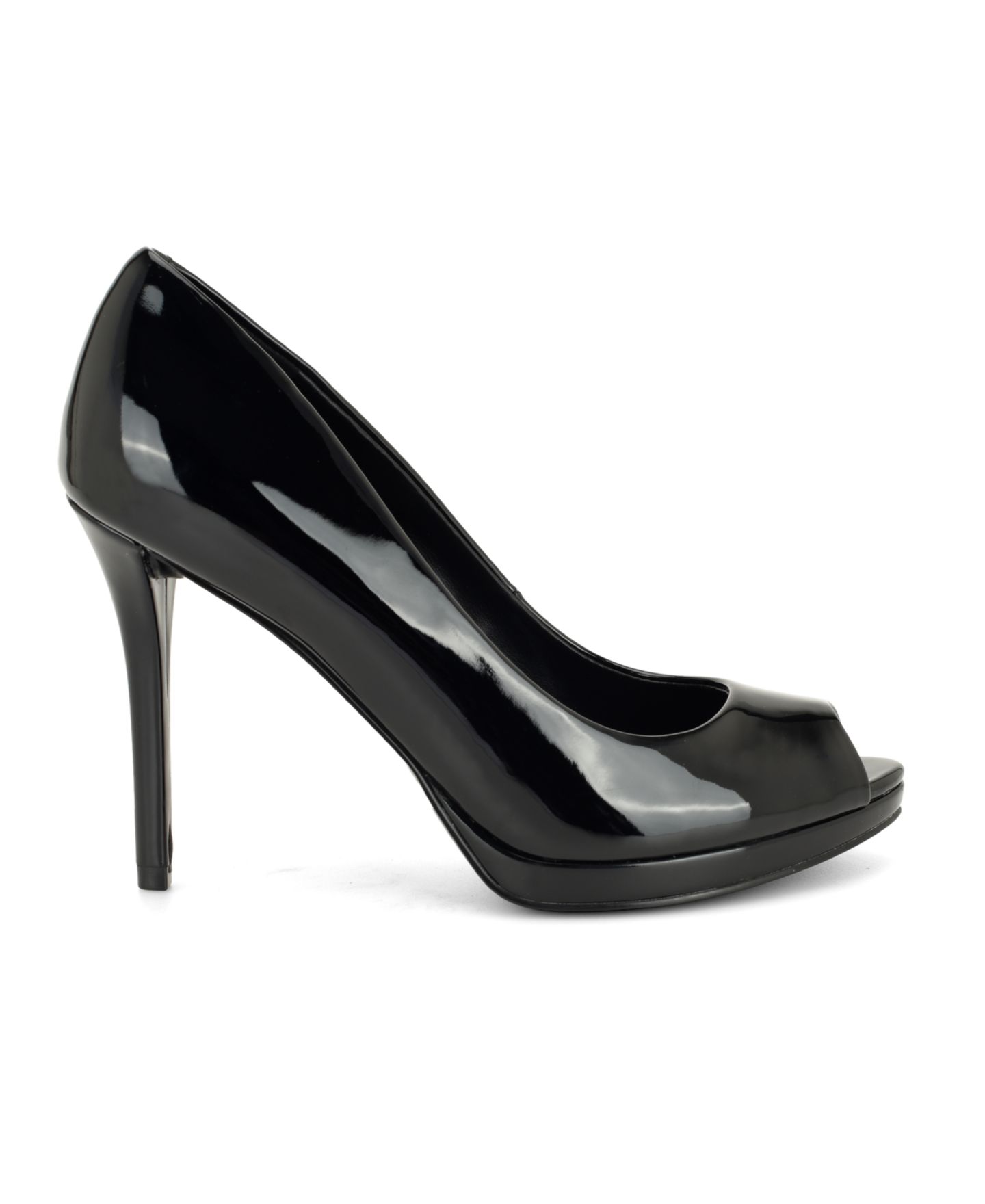 Женские туфли-лодочки Nine West Tyrah на платформе с открытым носком, цвет: Чёрный лаковый — фото 2