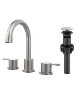 8 Inch Widespread Bathroom Sink Faucet Brushed Nickel 2 Handle 3 Hole Vanity Faucet with 360 Degree Swivel Spout and Pop Up Drain Assembly