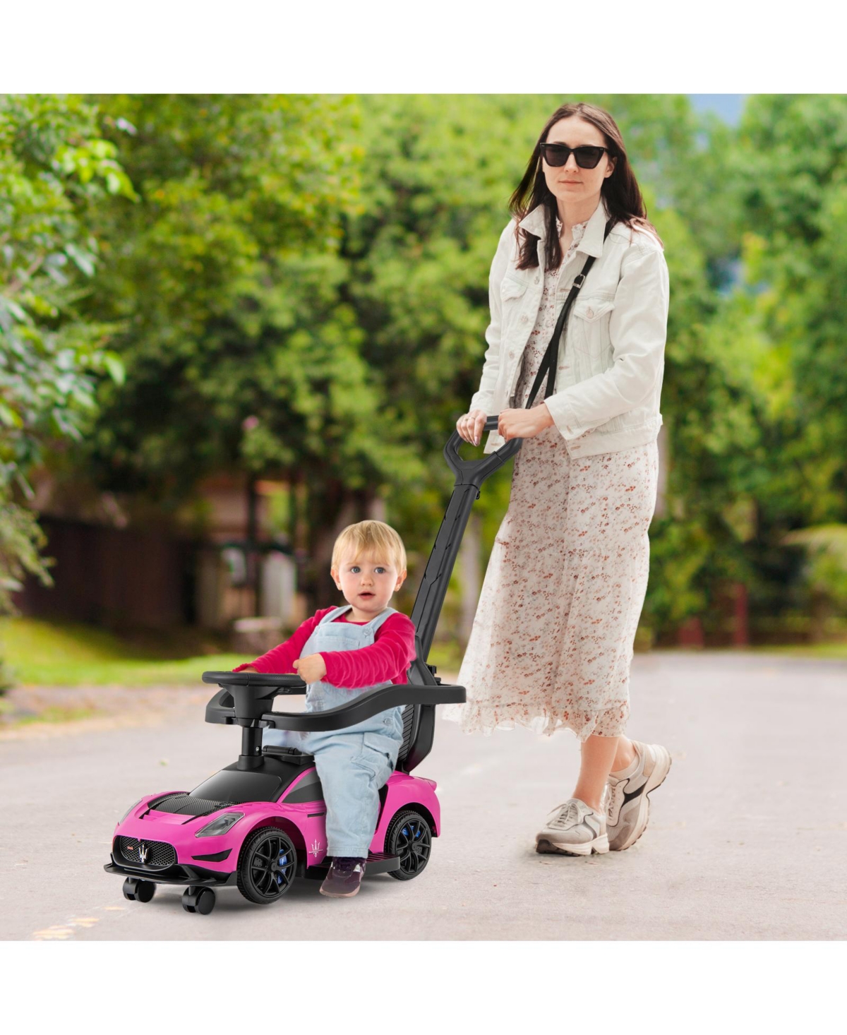 Mecale 3-in-1 Maserati Licensed Push Car with Music, 55-lb Capacity, Ages 18-60 Months