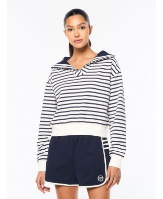 Women's Marina Sailor Collar Horizontal-Striping Sweatshirt