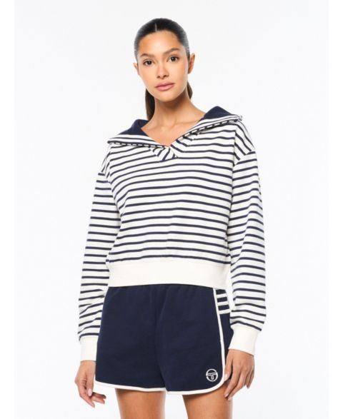 Женская толстовка Sergio Tacchini Marina Sailor Collar Horizontal-Striping, цвет: Gardenia